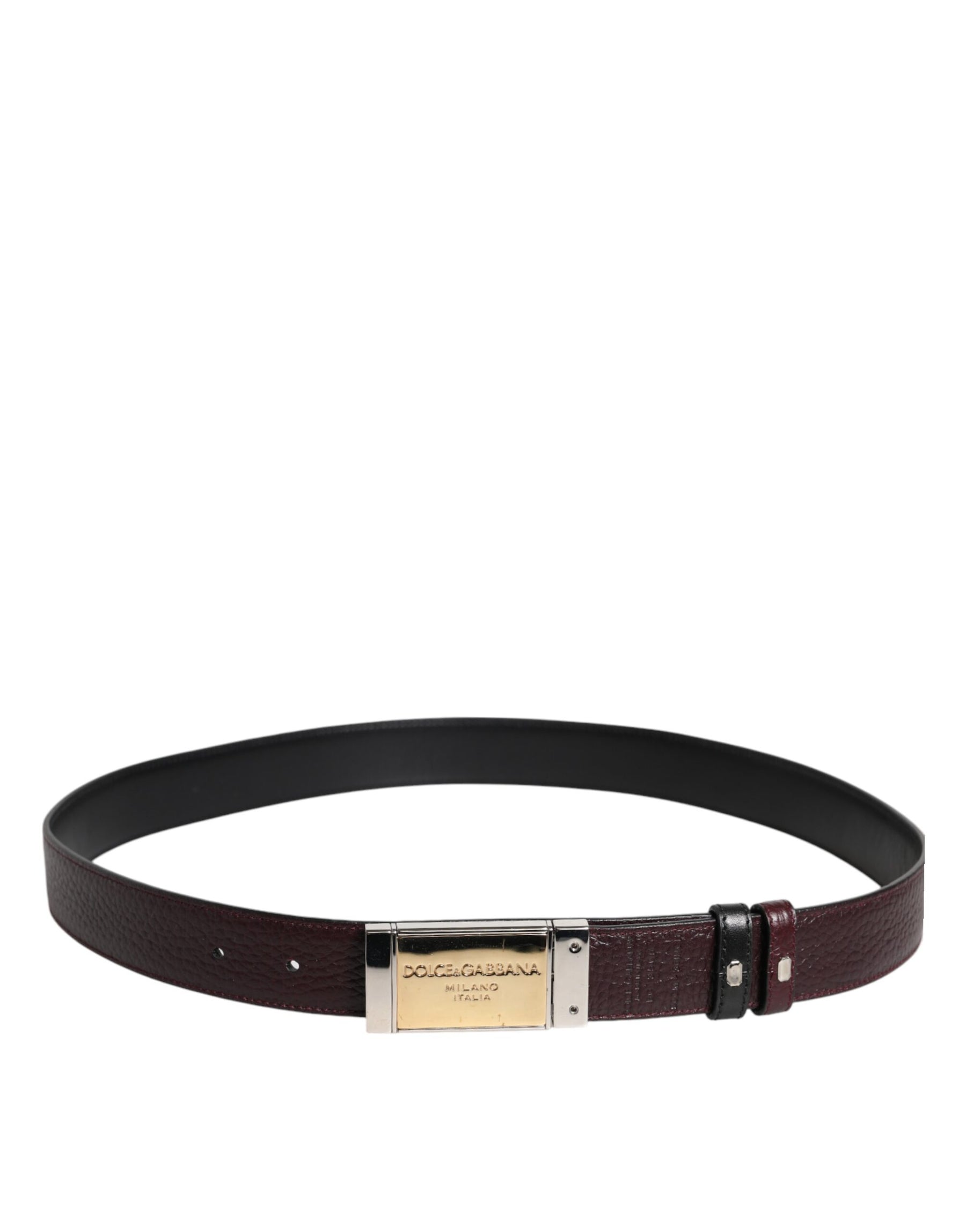 Dolce & Gabbana Black Brown Leather Metal Buckle Reversible Belt | Regal Royce