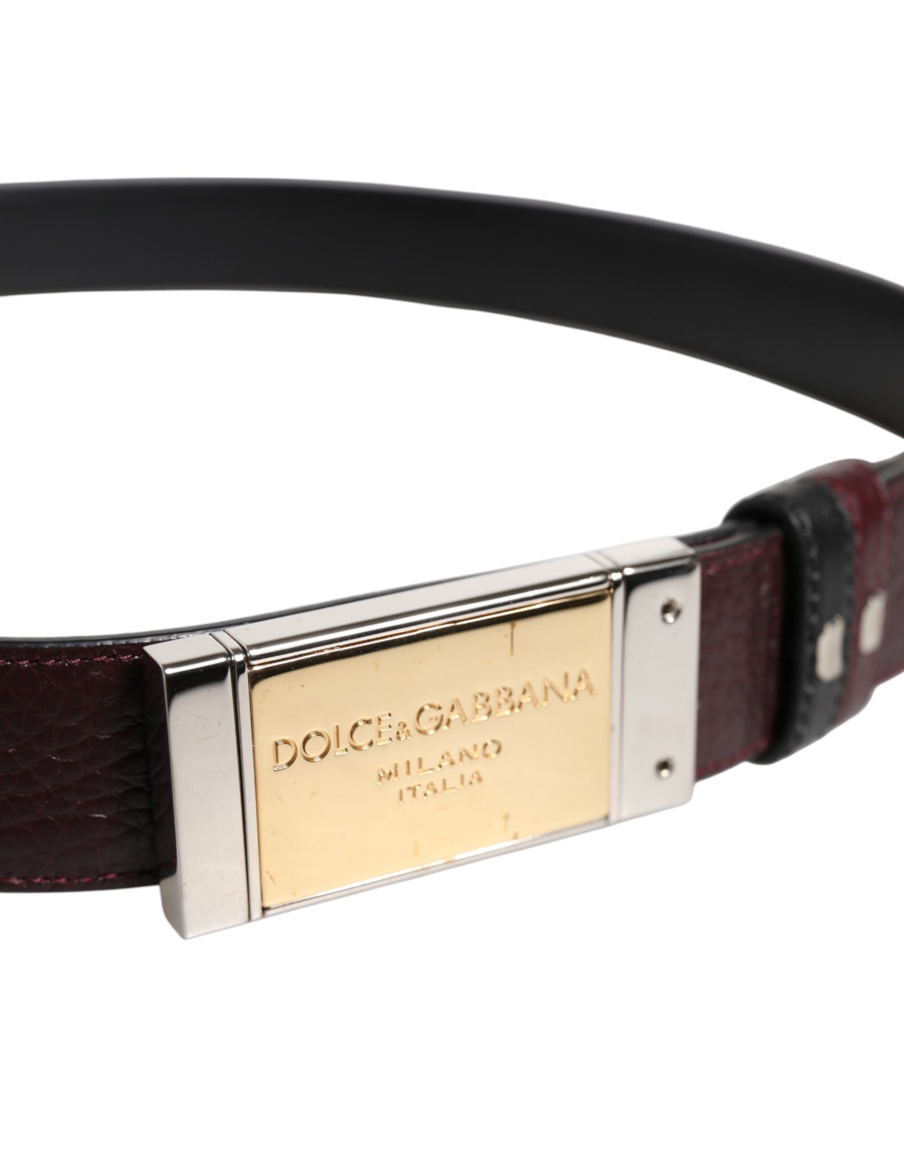 Dolce & Gabbana Black Brown Leather Metal Buckle Reversible Belt | Regal Royce