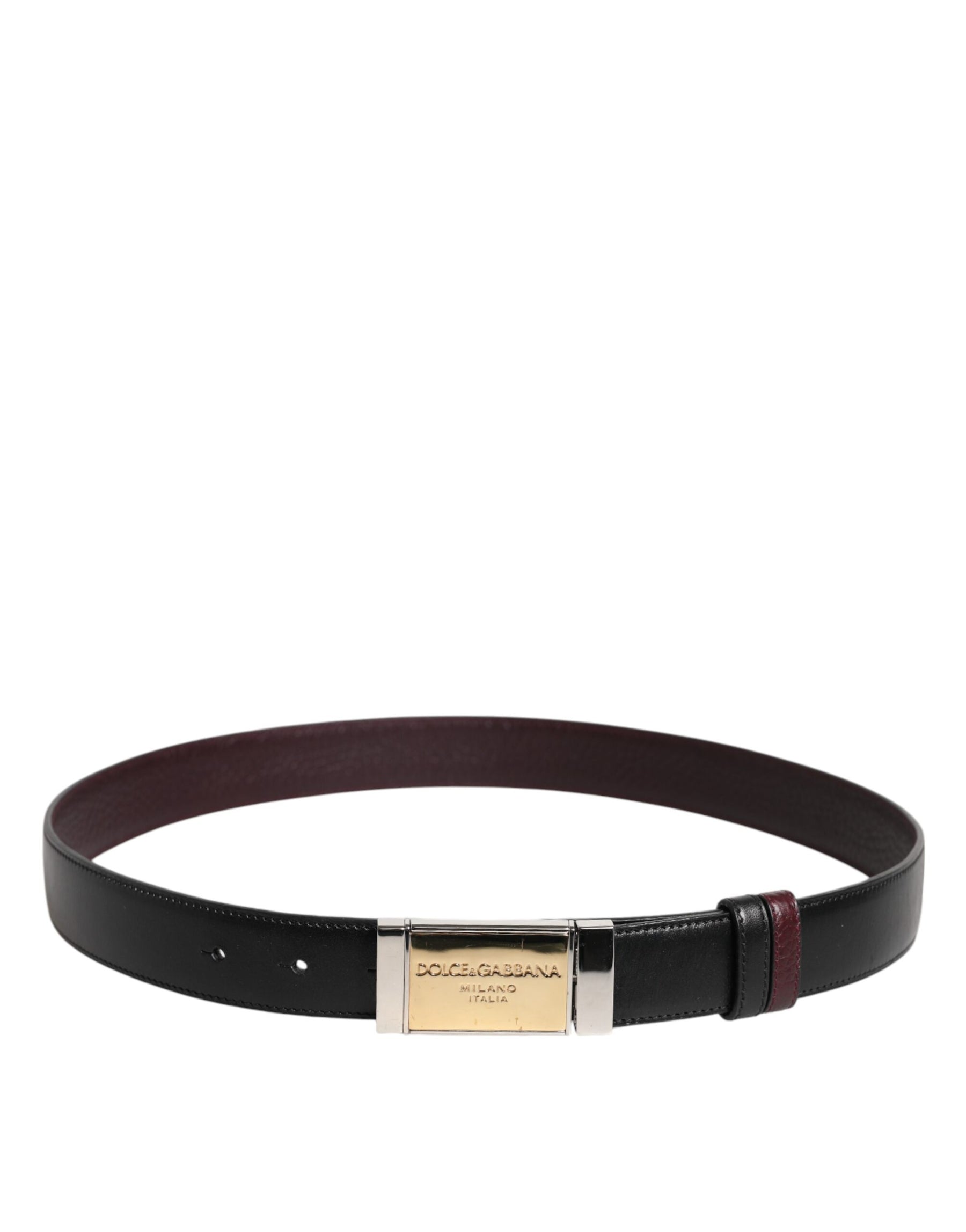 Dolce & Gabbana Black Brown Leather Metal Buckle Reversible Belt | Regal Royce