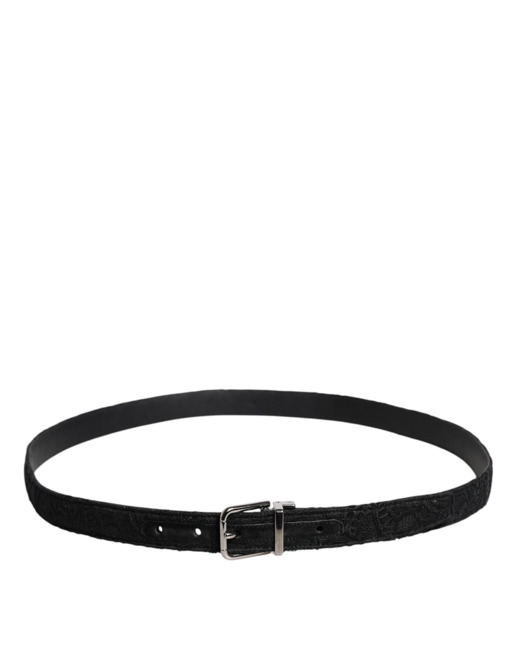Dolce & Gabbana Black Cotton Blend Silver Metal Buckle Belt | Regal Royce