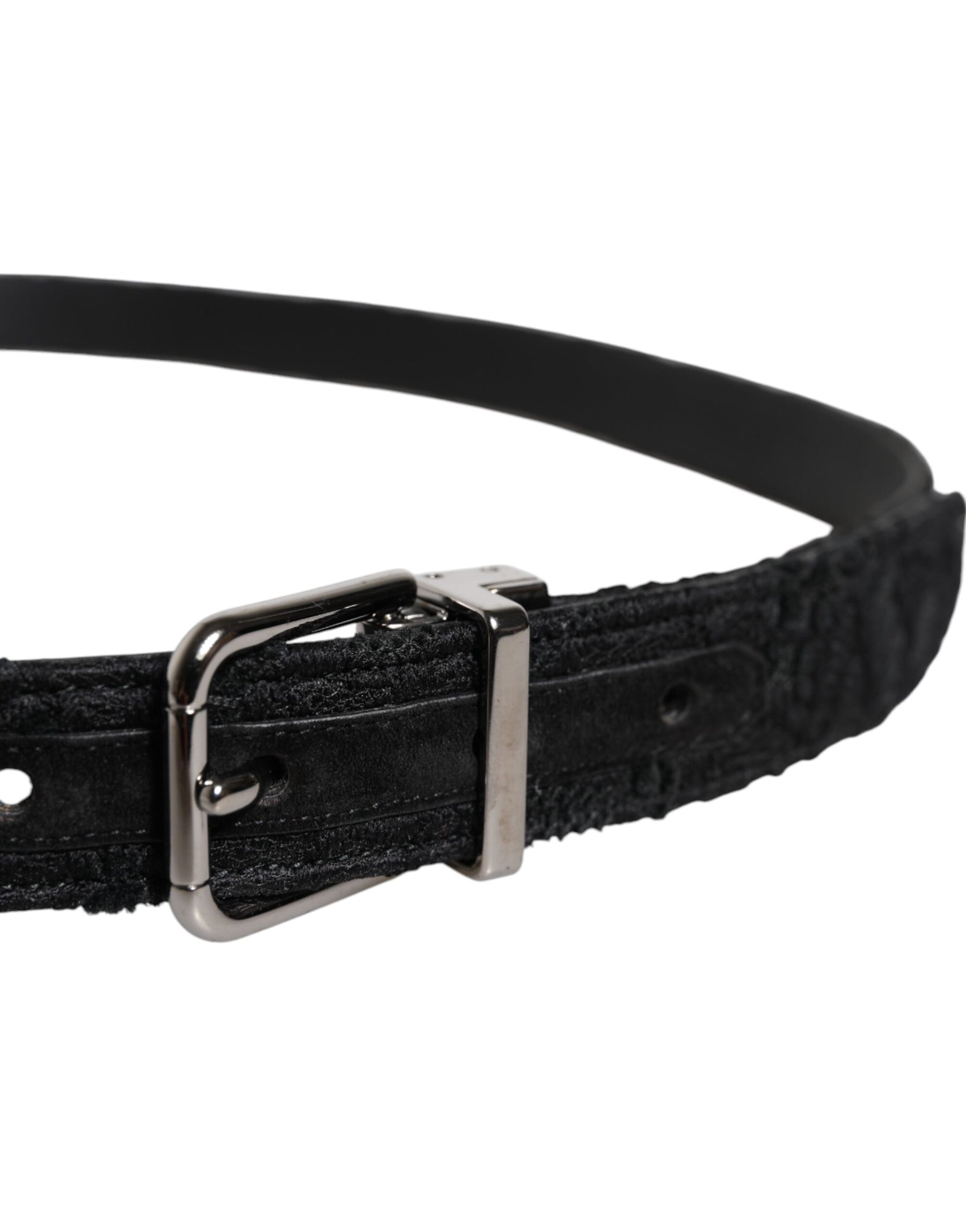 Dolce & Gabbana Black Cotton Blend Silver Metal Buckle Belt | Regal Royce