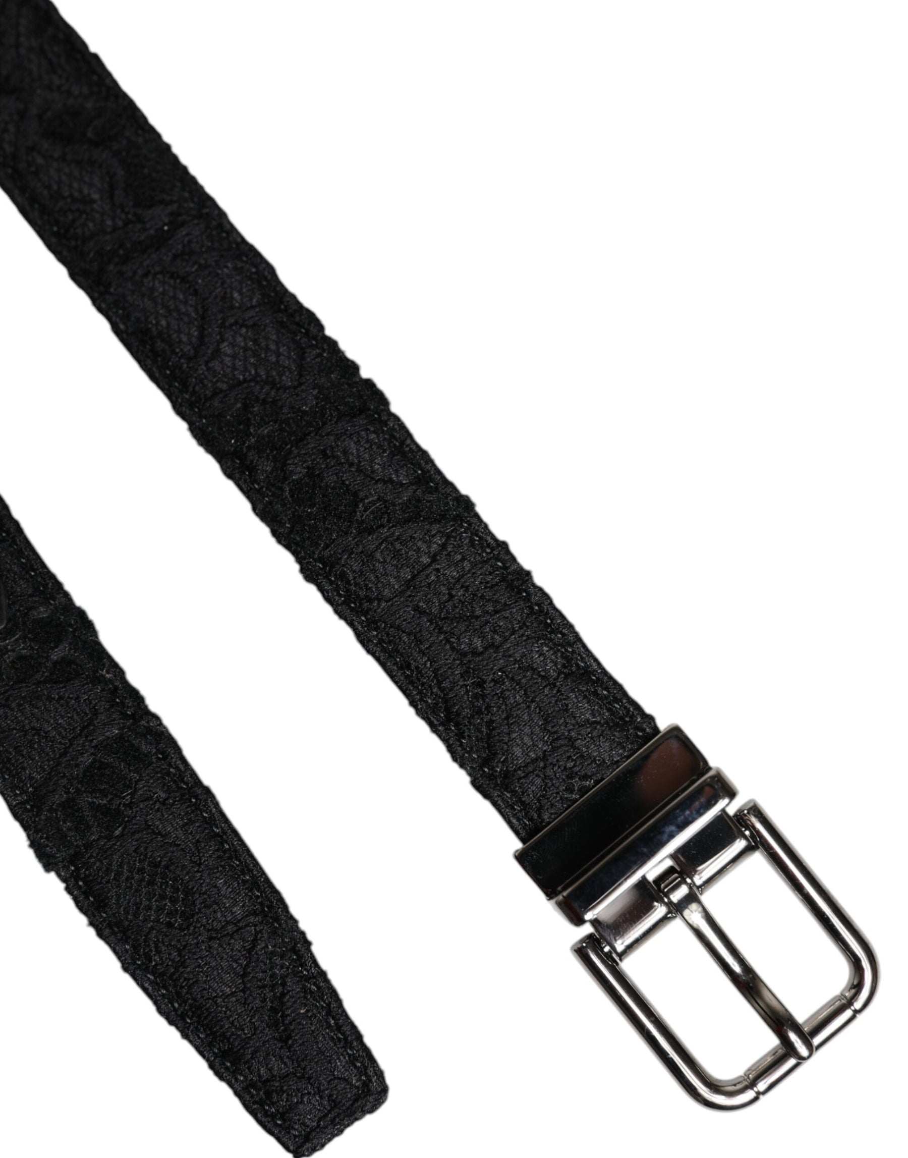 Dolce & Gabbana Black Cotton Blend Silver Metal Buckle Belt | Regal Royce