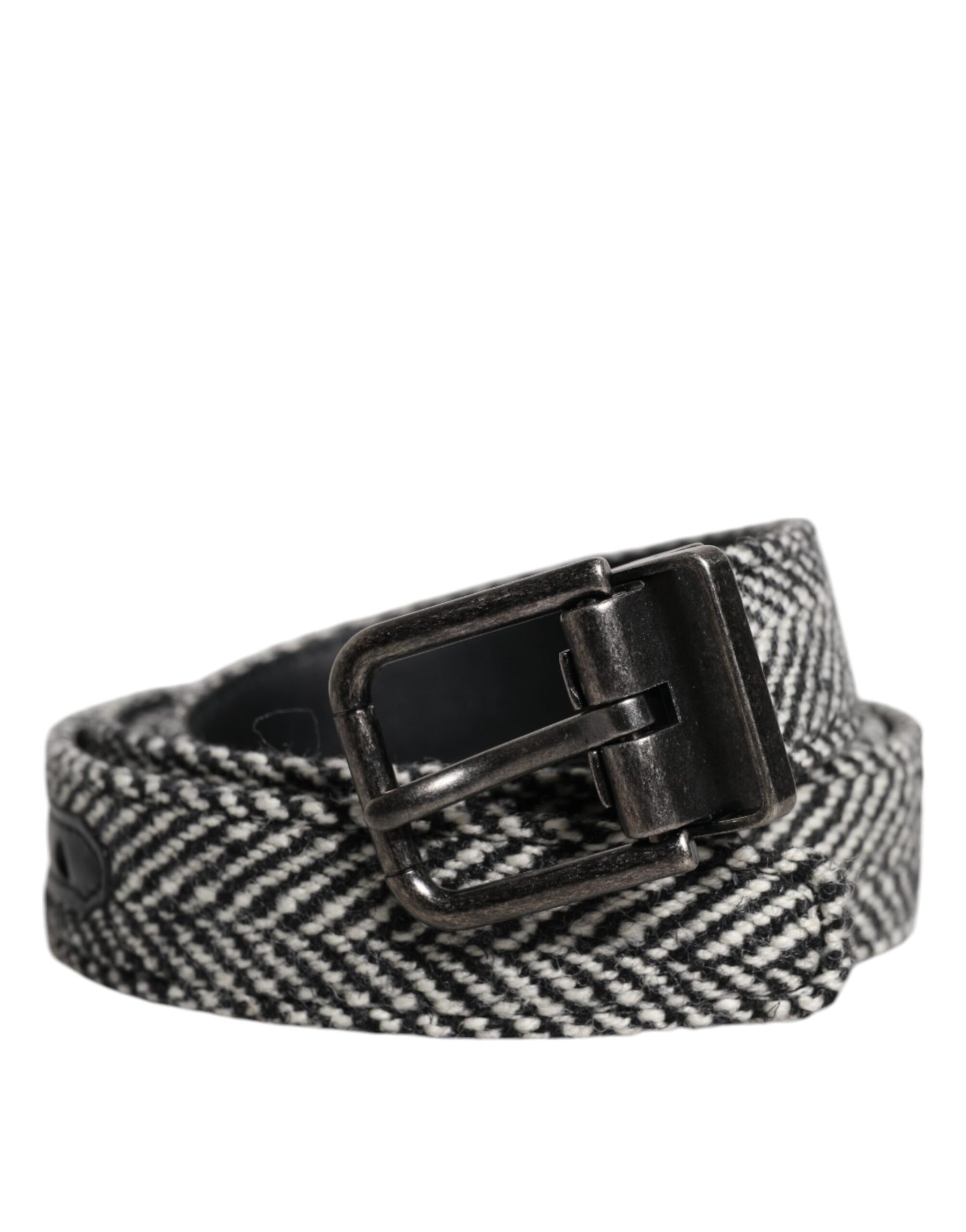 Dolce & Gabbana Black White Silver Tone Metal Buckle Belt | Regal Royce