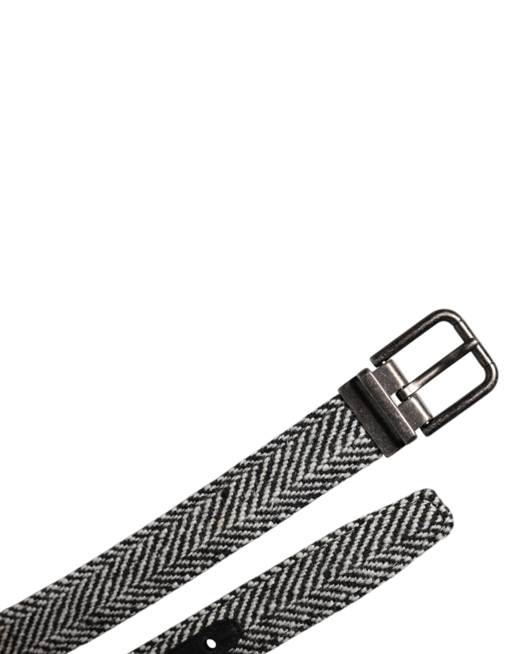 Dolce & Gabbana Black White Silver Tone Metal Buckle Belt | Regal Royce