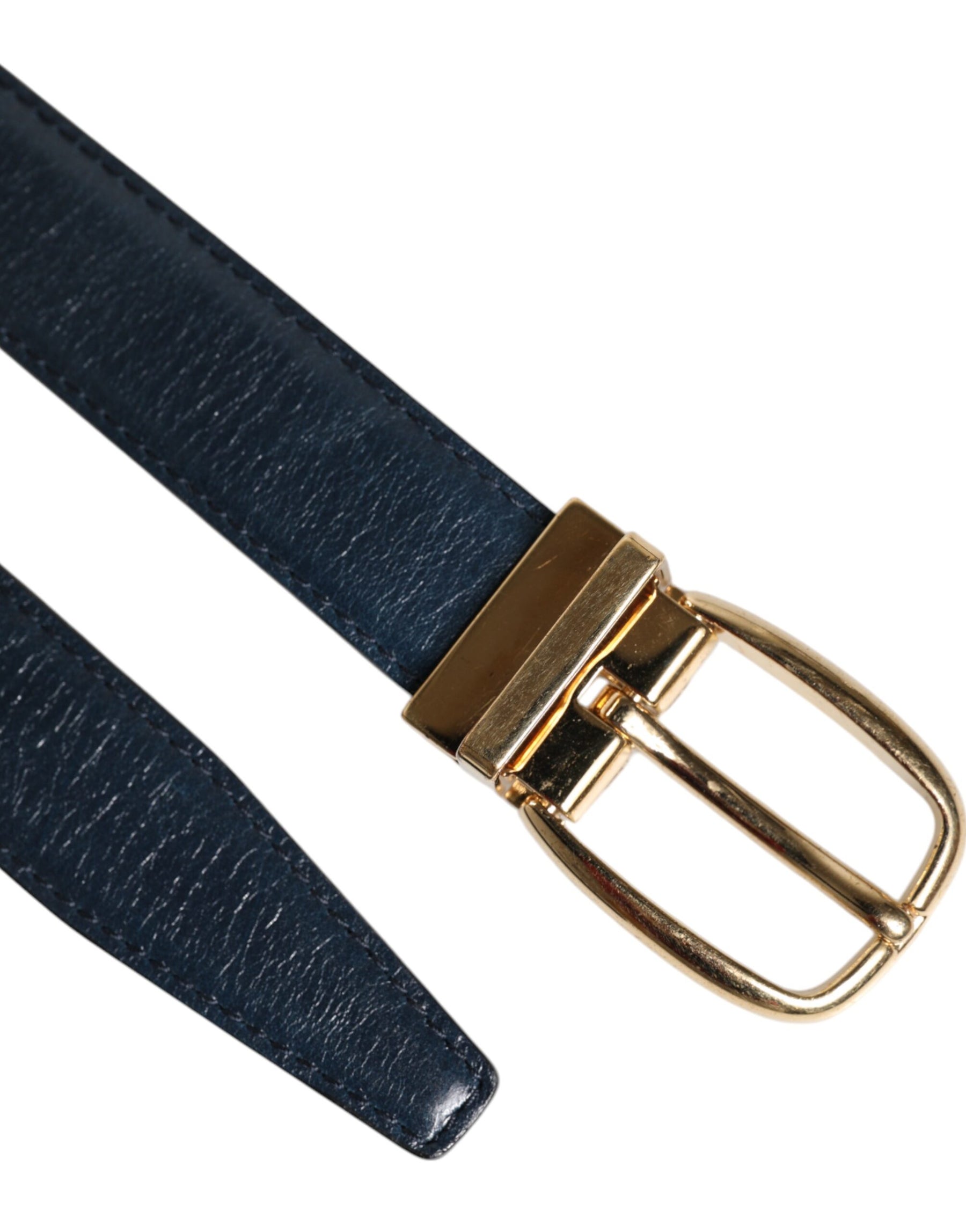 Dolce & Gabbana Blue Leather Metal Buckle Classic Belt | Regal Royce