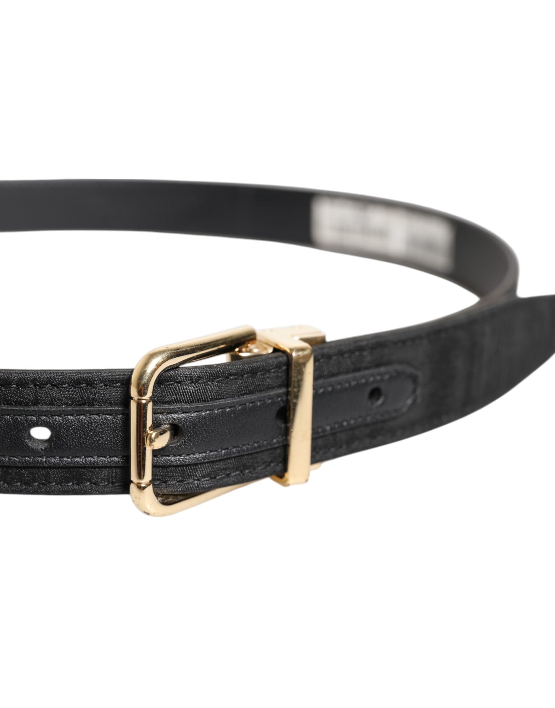 Dolce & Gabbana Black Classic Gold Metal Logo Buckle Belt | Regal Royce