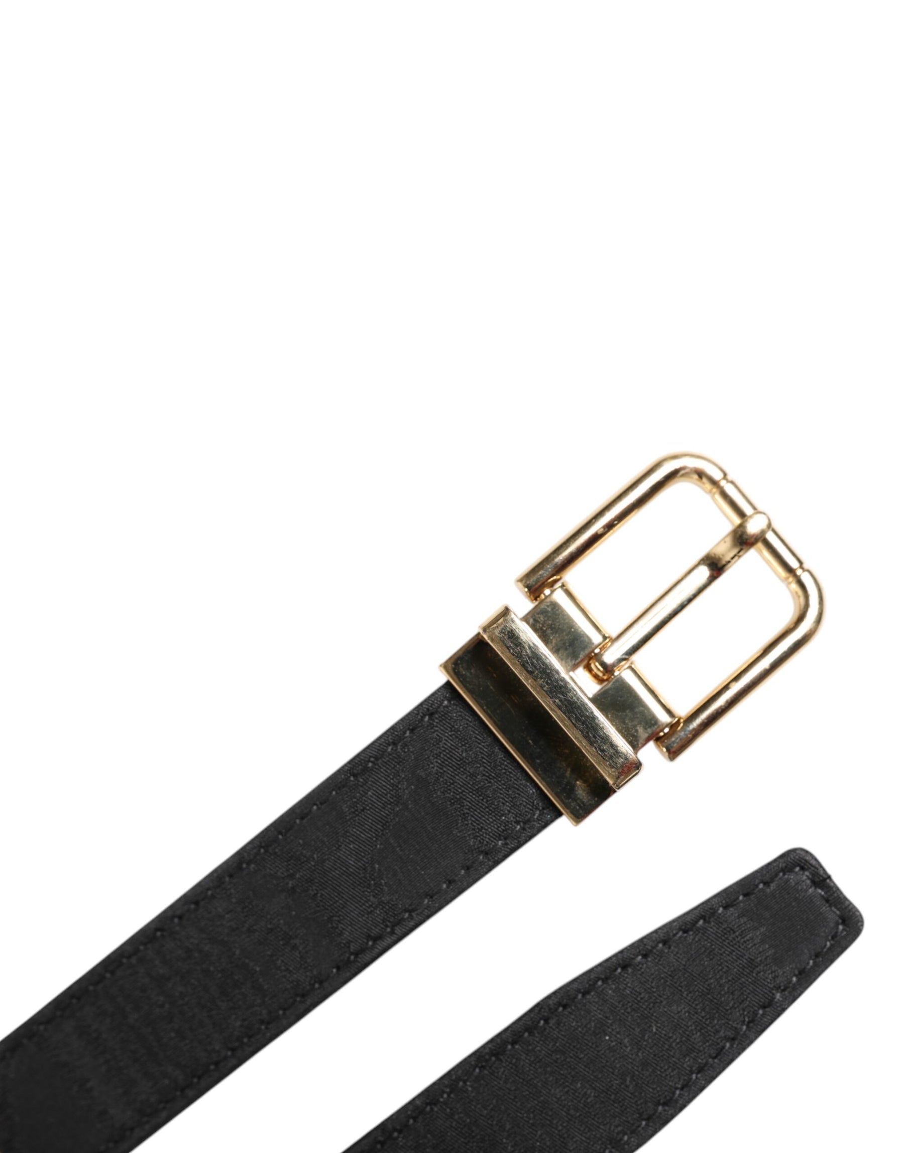 Dolce & Gabbana Black Classic Gold Metal Logo Buckle Belt | Regal Royce