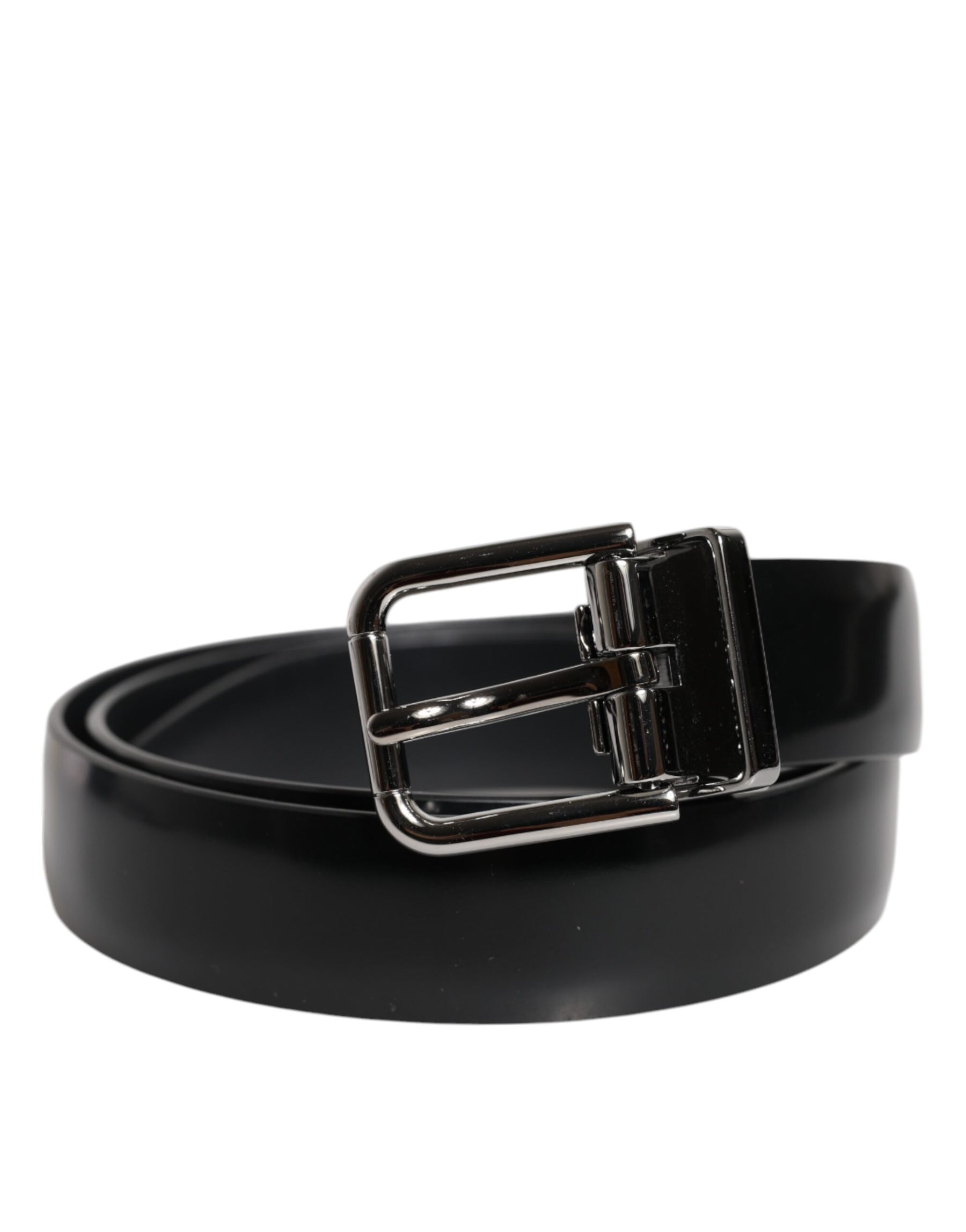 Dolce & Gabbana Black Solid Leather Classic Waist Buckle Belt | Regal Royce