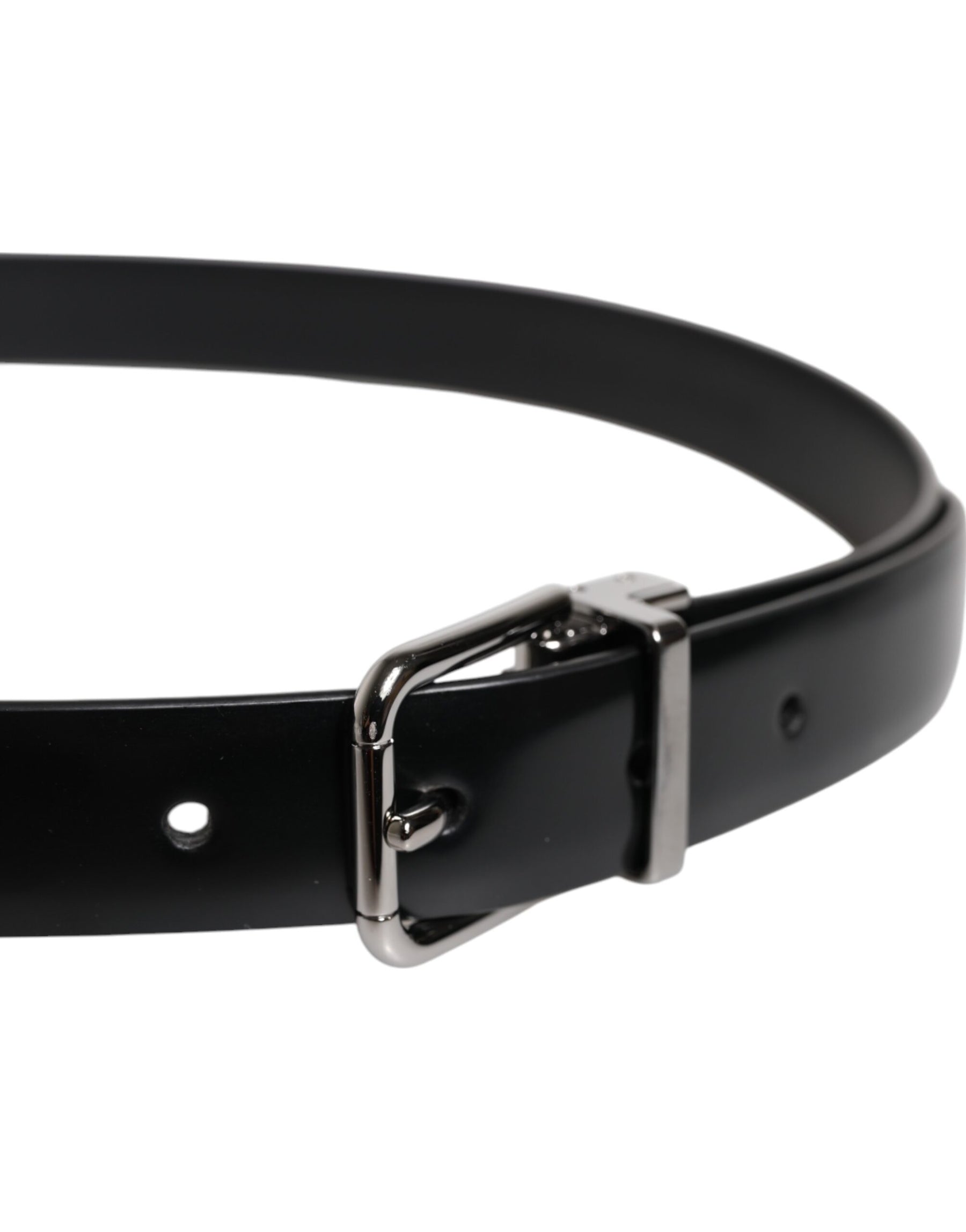 Dolce & Gabbana Black Solid Leather Classic Waist Buckle Belt | Regal Royce