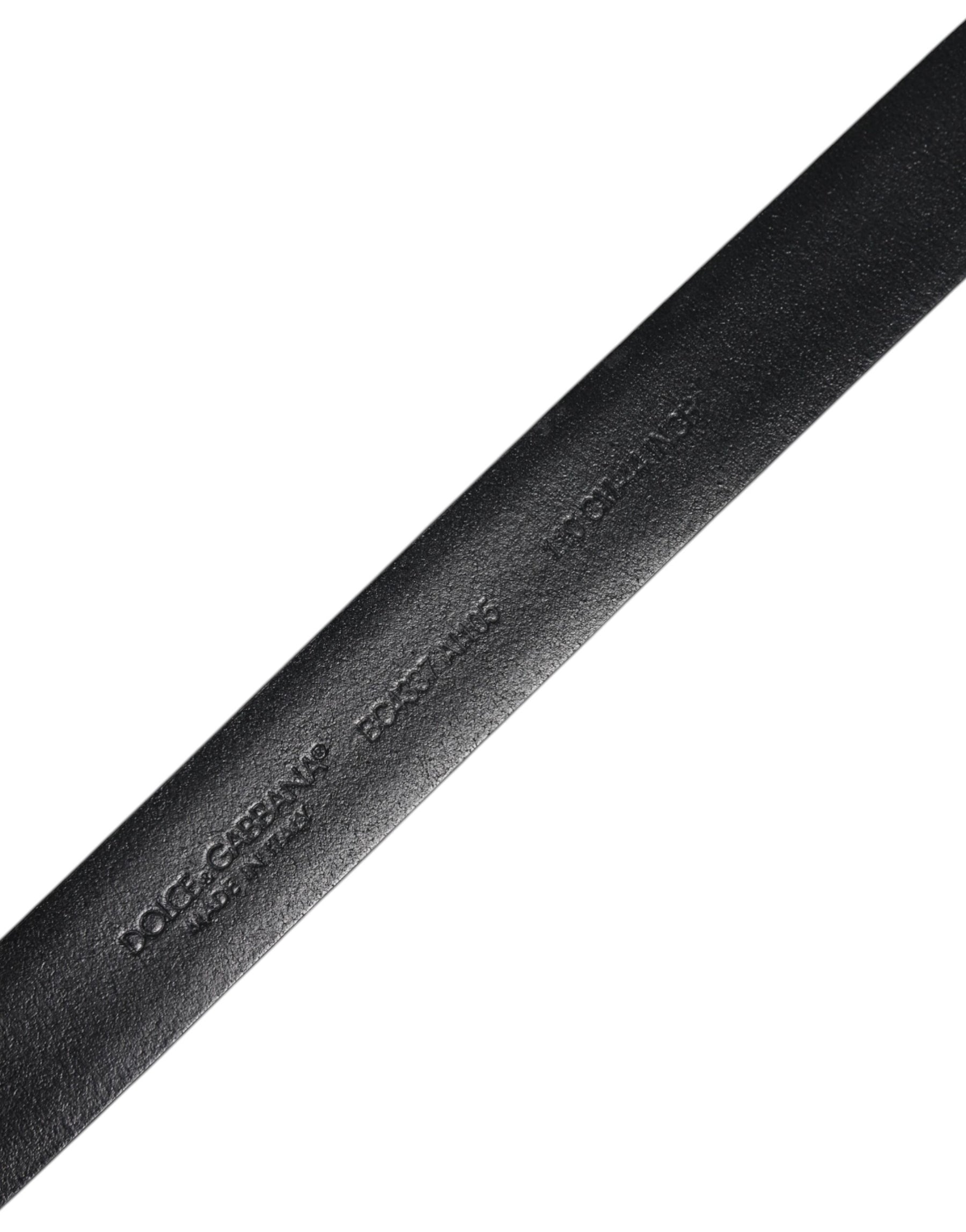 Dolce & Gabbana Black Solid Leather Classic Waist Buckle Belt | Regal Royce