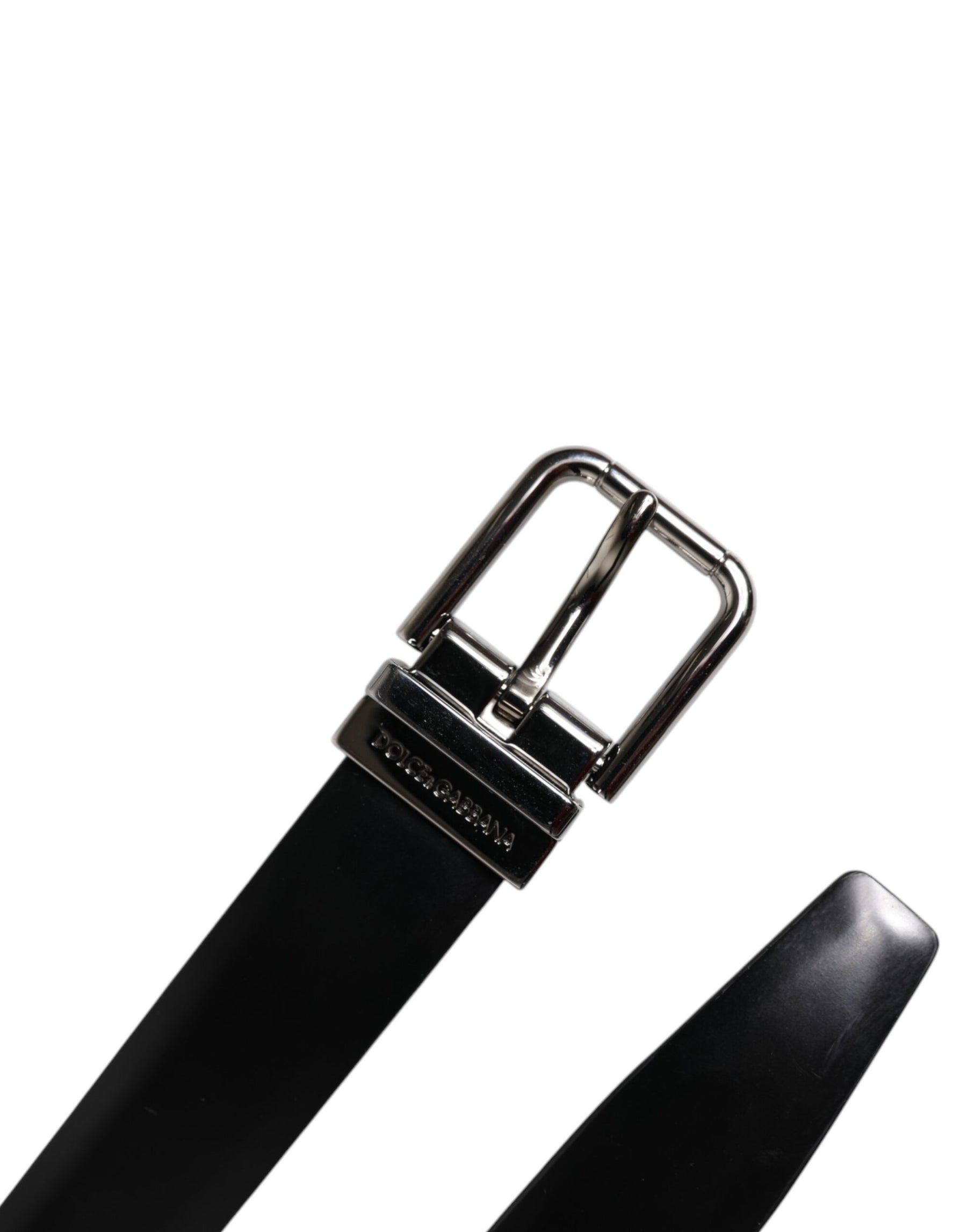 Dolce & Gabbana Black Solid Leather Classic Waist Buckle Belt | Regal Royce