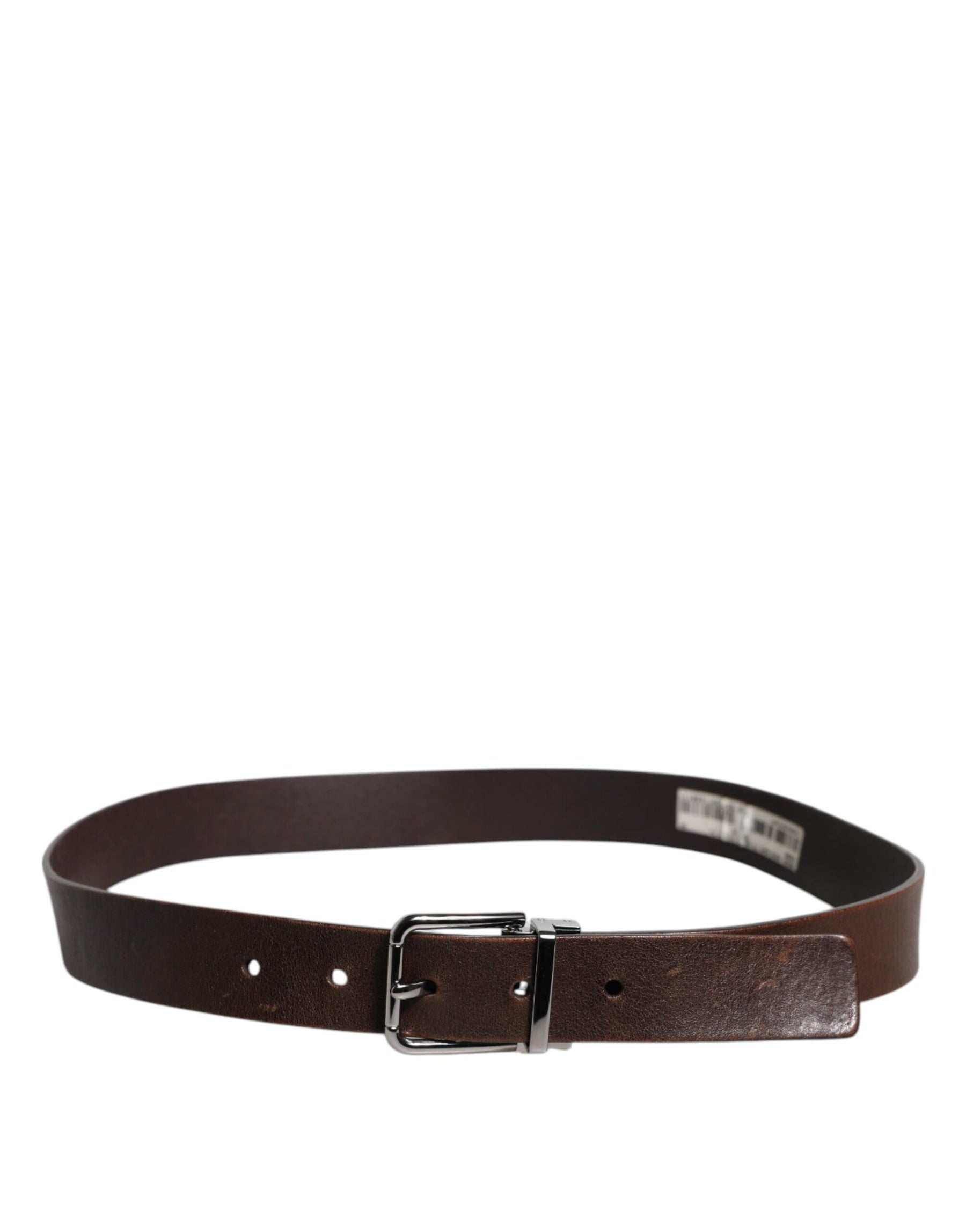 Dolce & Gabbana Brown Leather Classic Metal Logo Buckle Belt | Regal Royce
