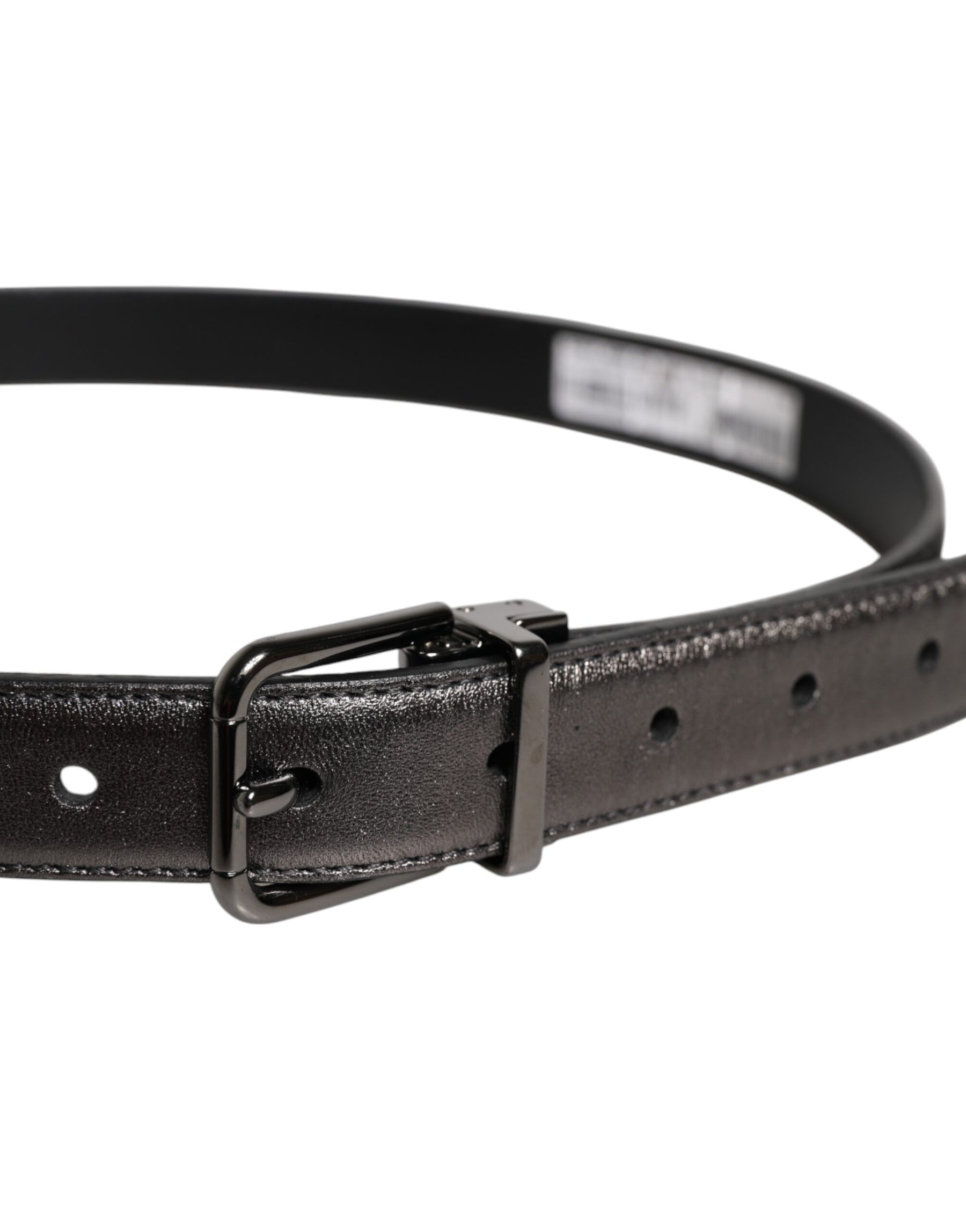 Dolce & Gabbana Black Leather Classic Metal Logo Buckle Belt | Regal Royce