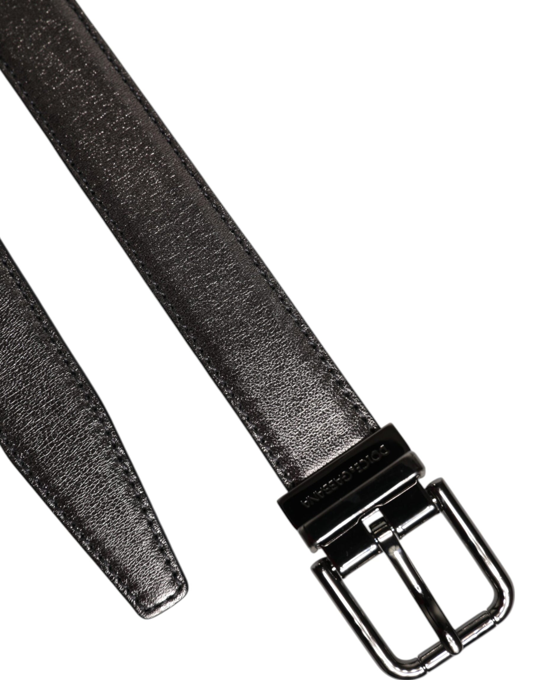 Dolce & Gabbana Black Leather Classic Metal Logo Buckle Belt | Regal Royce