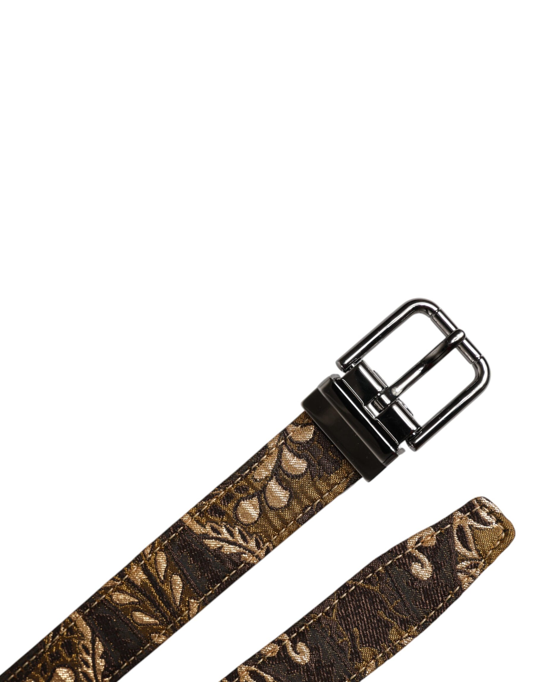 Dolce & Gabbana Multicolor Jacquard Leather Logo Buckle Belt | Regal Royce