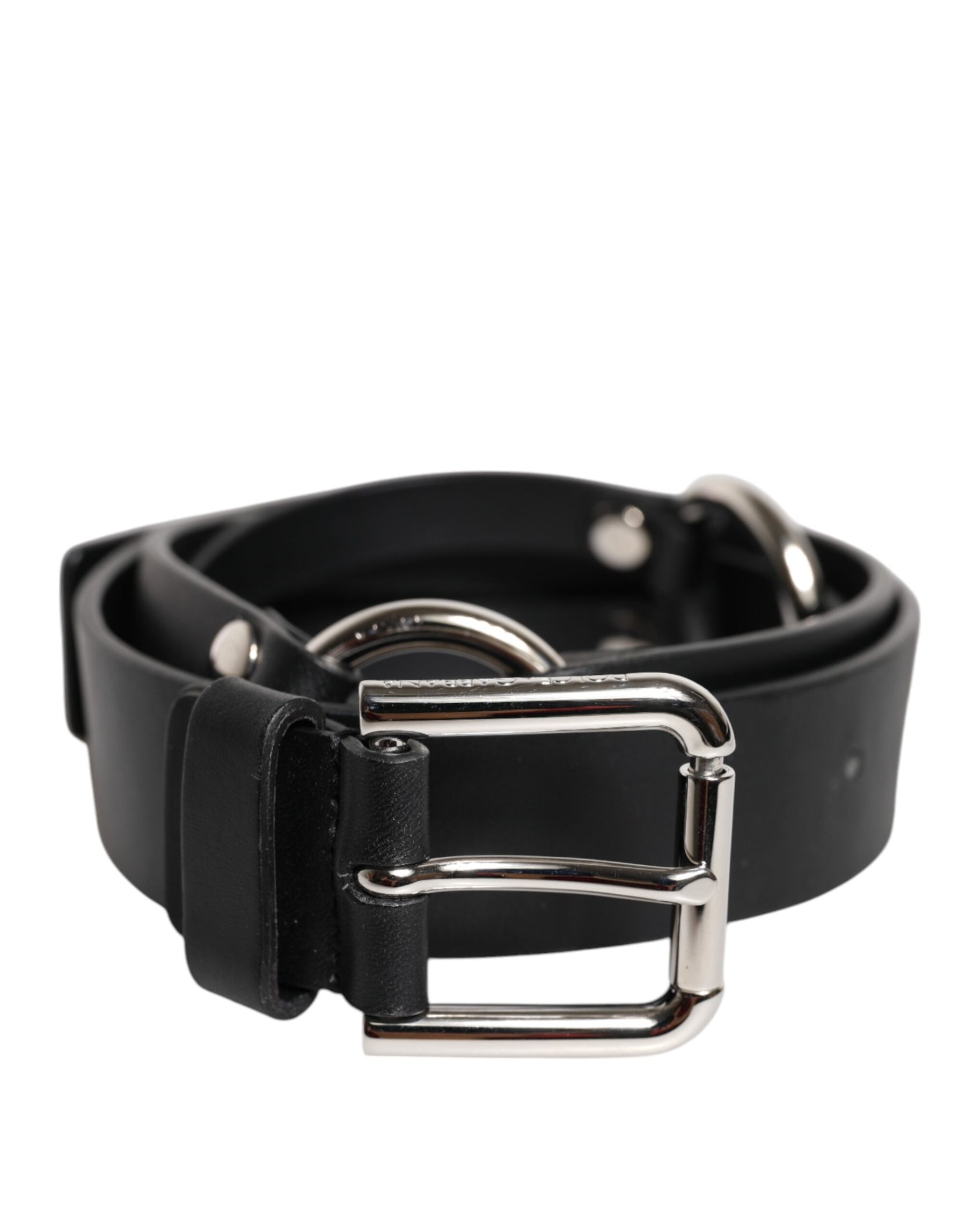 Dolce & Gabbana Black Leather Classic Metal Logo Buckle Belt | Regal Royce