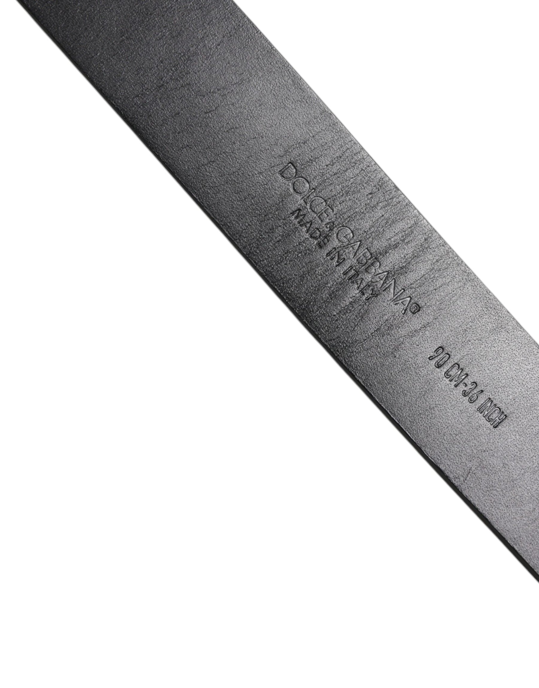 Dolce & Gabbana Black Leather Classic Metal Logo Buckle Belt | Regal Royce