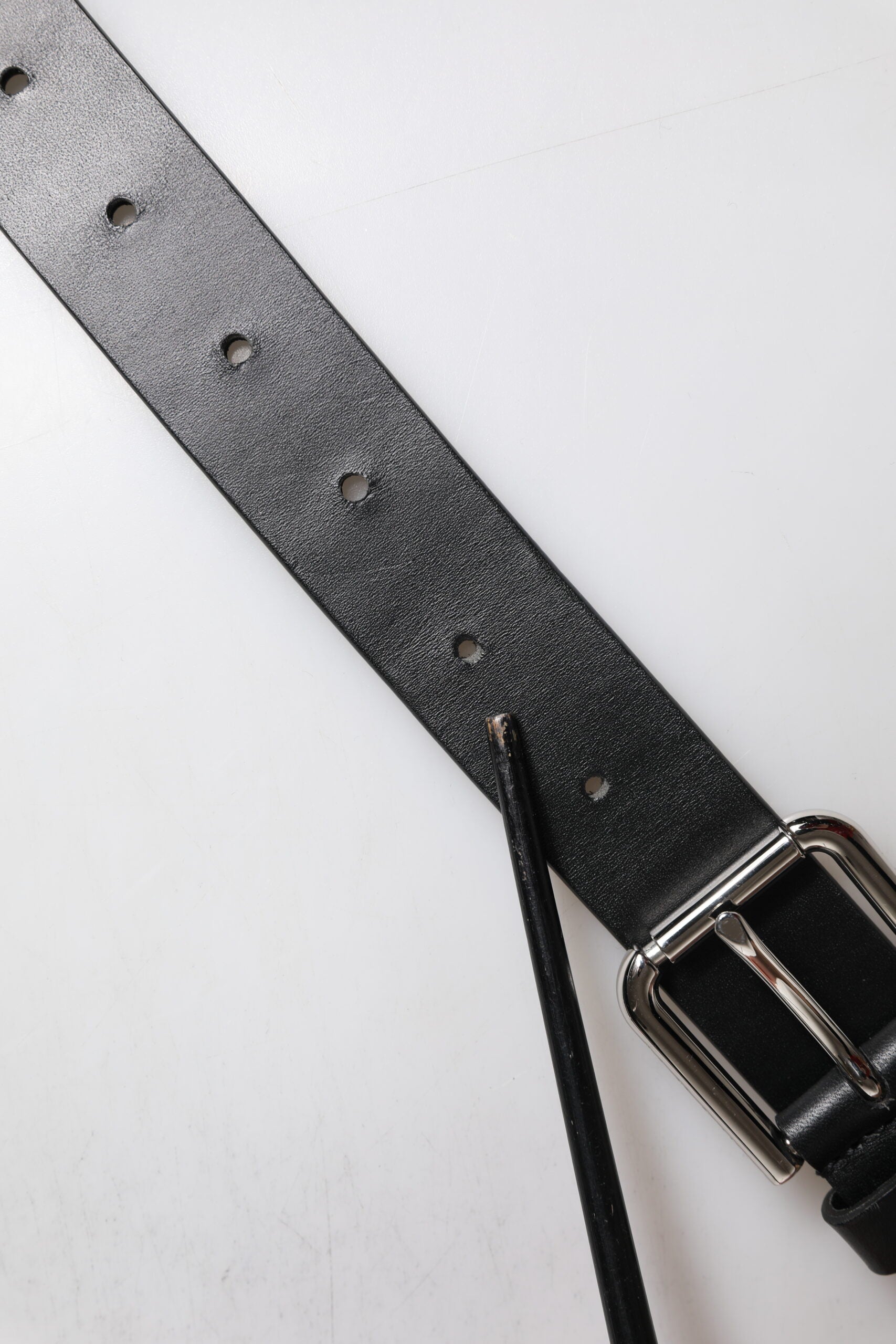 Dolce & Gabbana Black Leather Classic Metal Logo Buckle Belt | Regal Royce