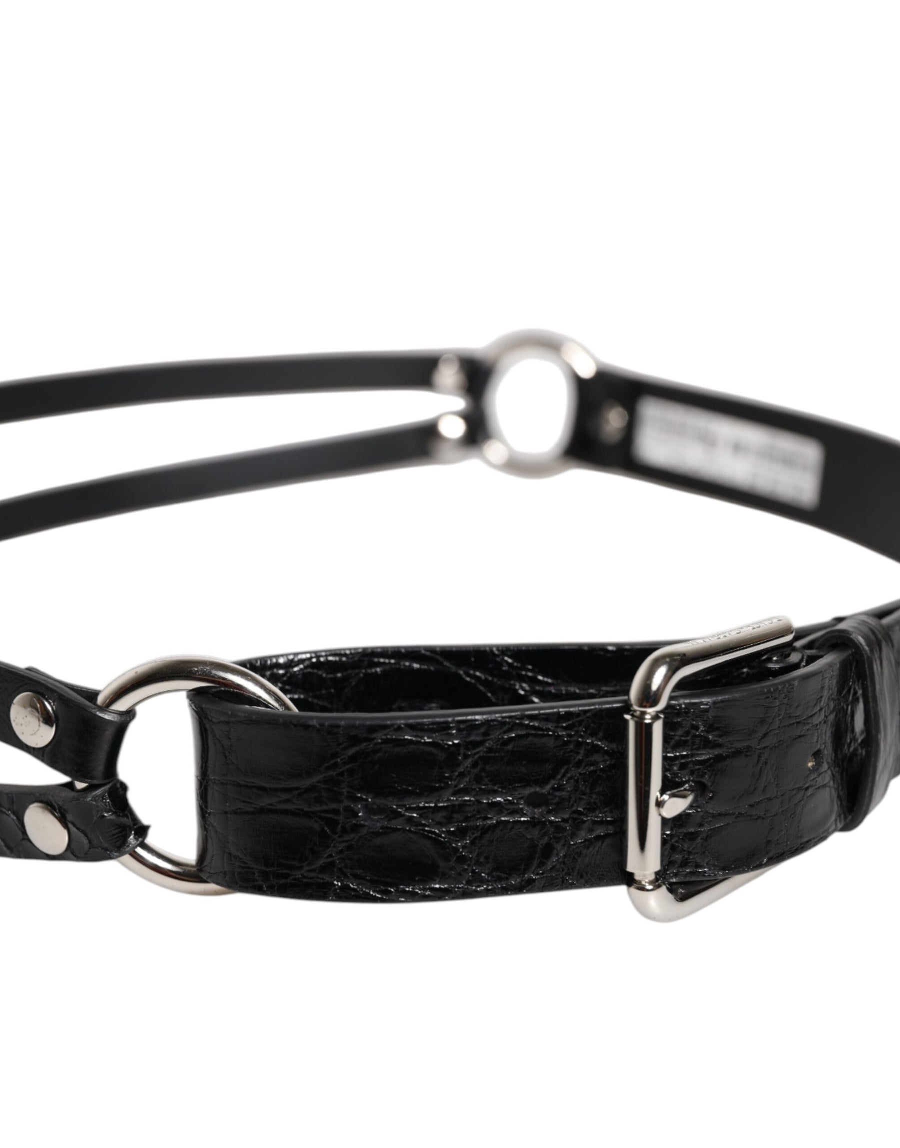 Dolce & Gabbana Black Exotic Leather Metal Logo Buckle Belt | Regal Royce