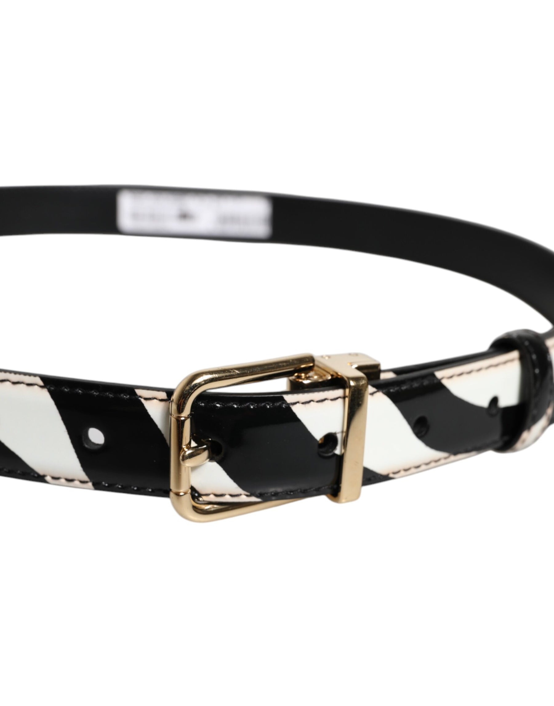 Dolce & Gabbana Black White Zebra Gold Metal Logo Buckle Belt | Regal Royce