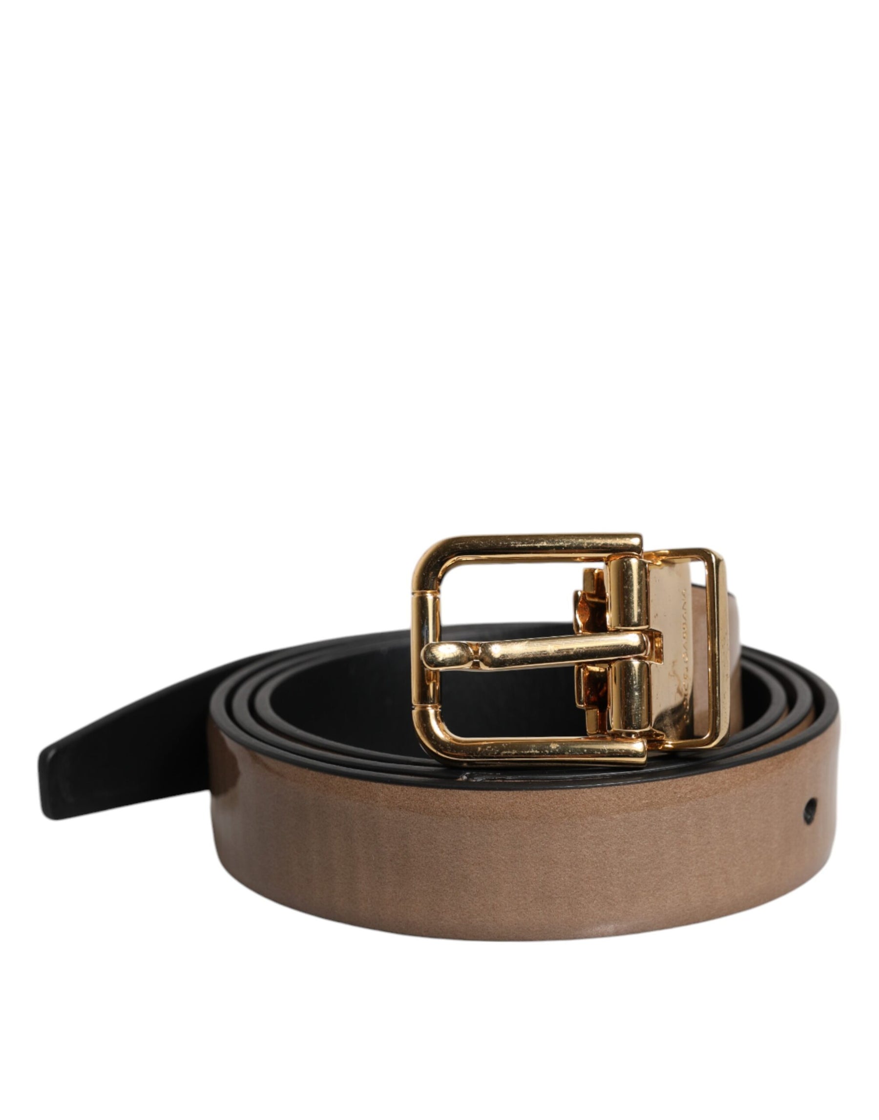 Dolce & Gabbana Brown Leather Classic Metal Logo Buckle Belt | Regal Royce