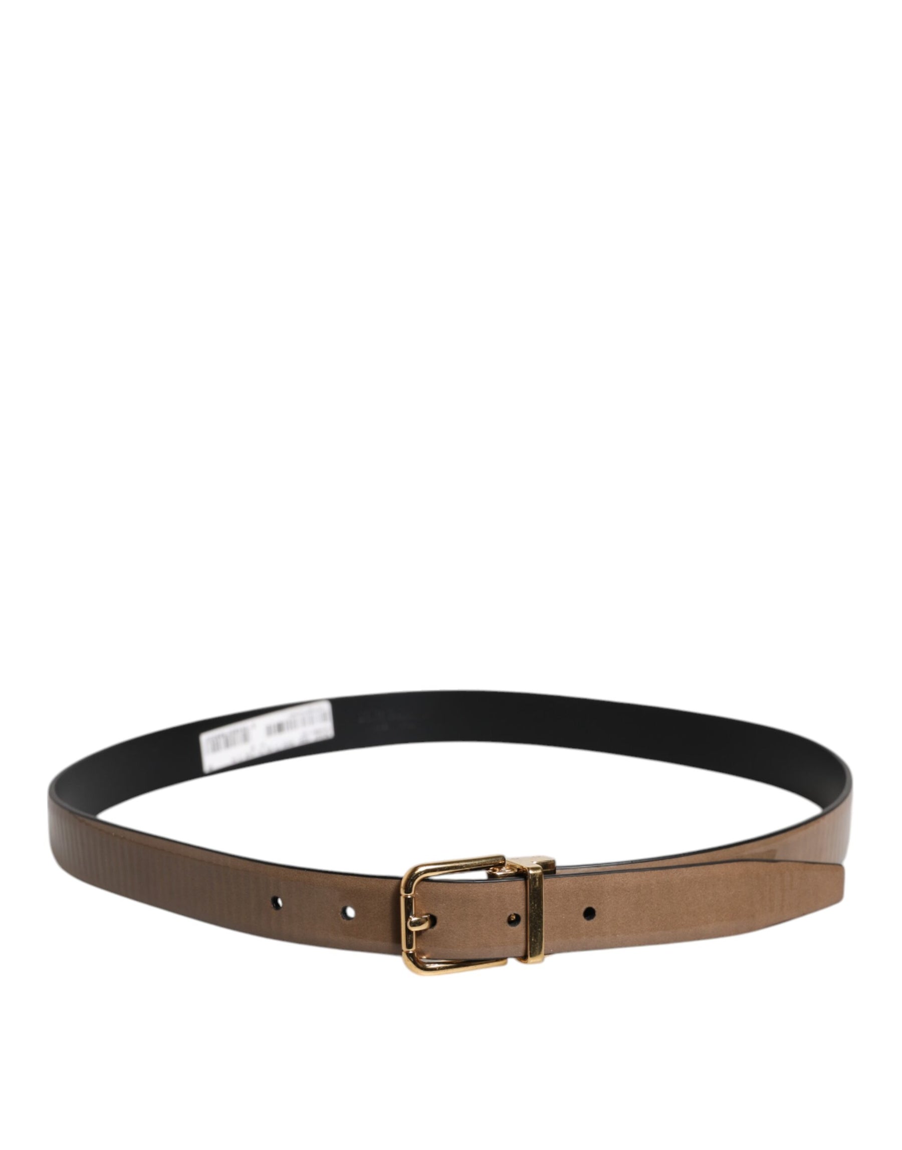 Dolce & Gabbana Brown Leather Classic Metal Logo Buckle Belt | Regal Royce