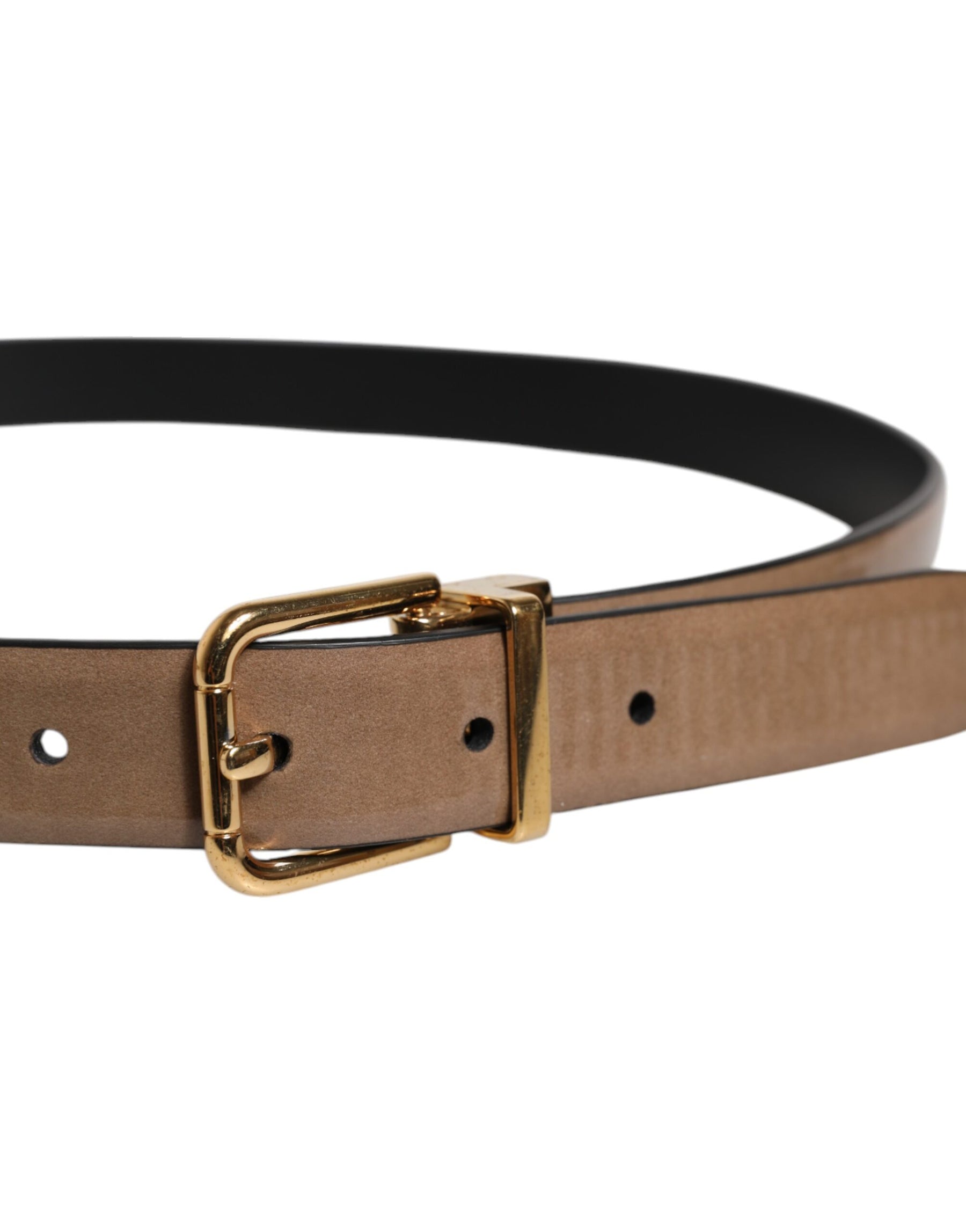 Dolce & Gabbana Brown Leather Classic Metal Logo Buckle Belt | Regal Royce
