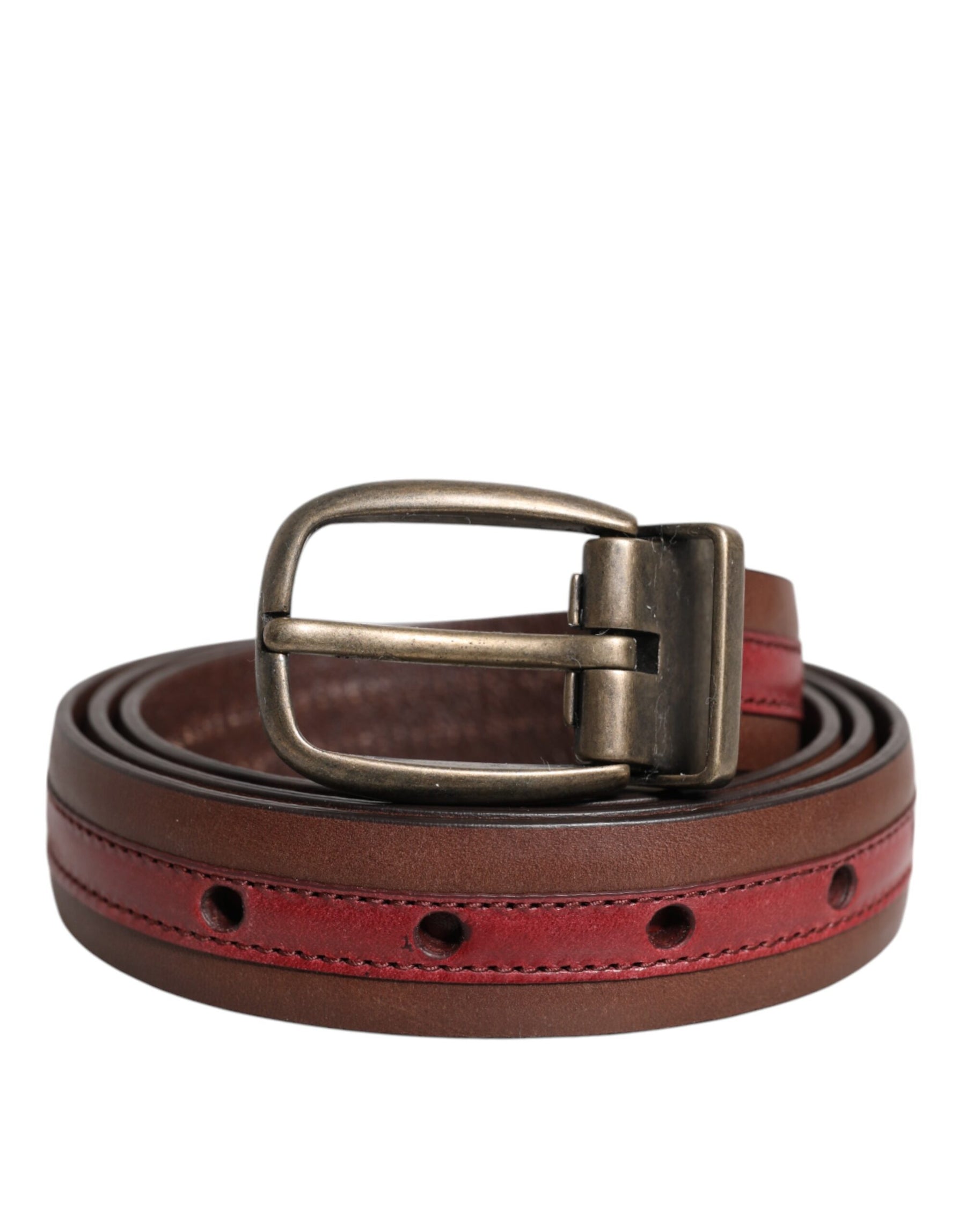 Dolce & Gabbana Burgundy Leather Metal Logo Buckle Belt | Regal Royce