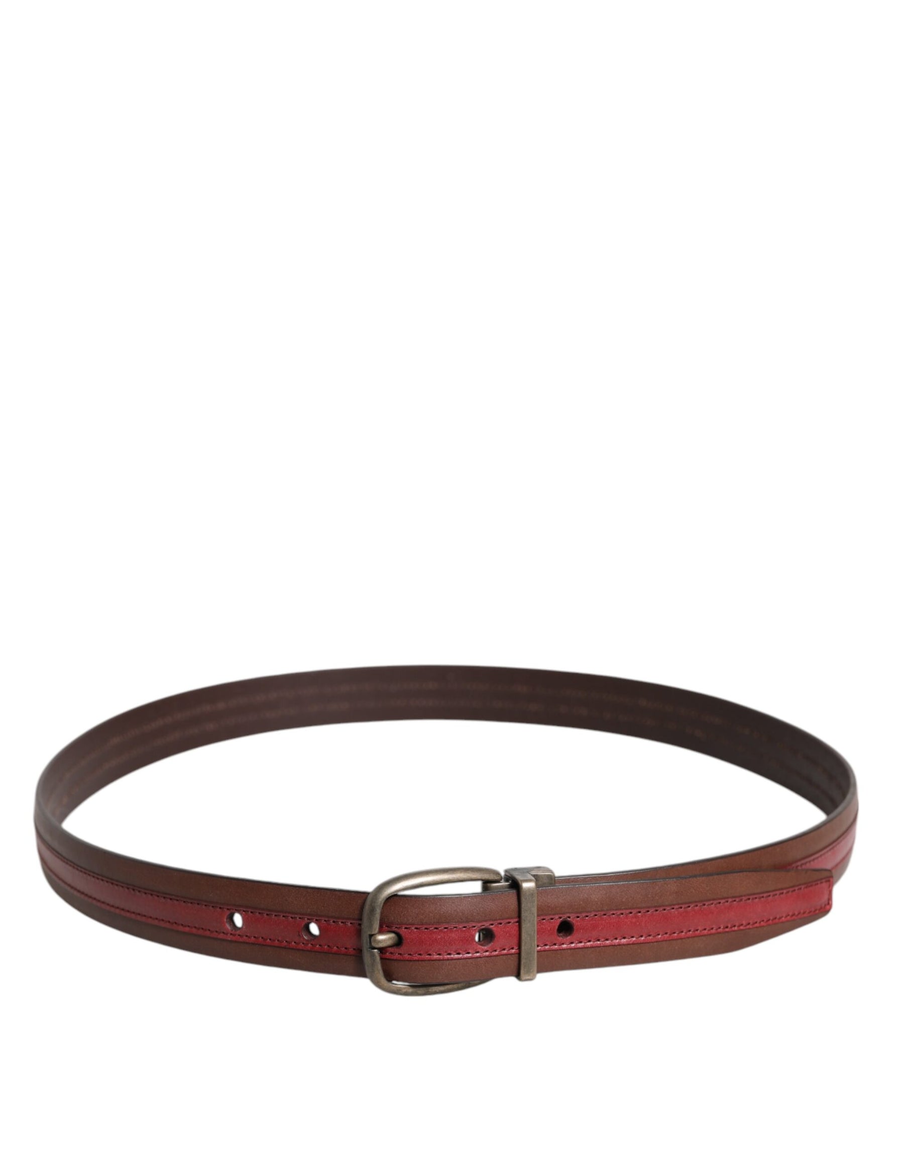 Dolce & Gabbana Burgundy Leather Metal Logo Buckle Belt | Regal Royce