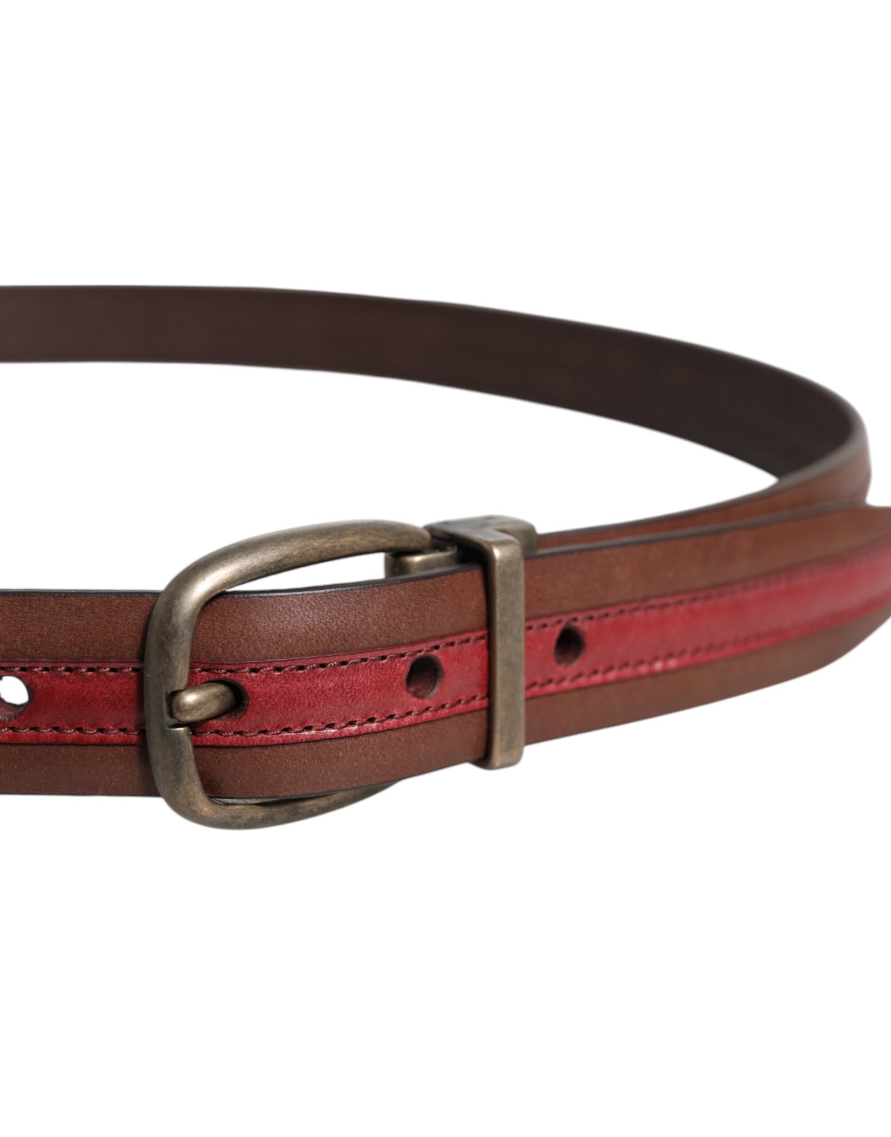 Dolce & Gabbana Burgundy Leather Metal Logo Buckle Belt | Regal Royce
