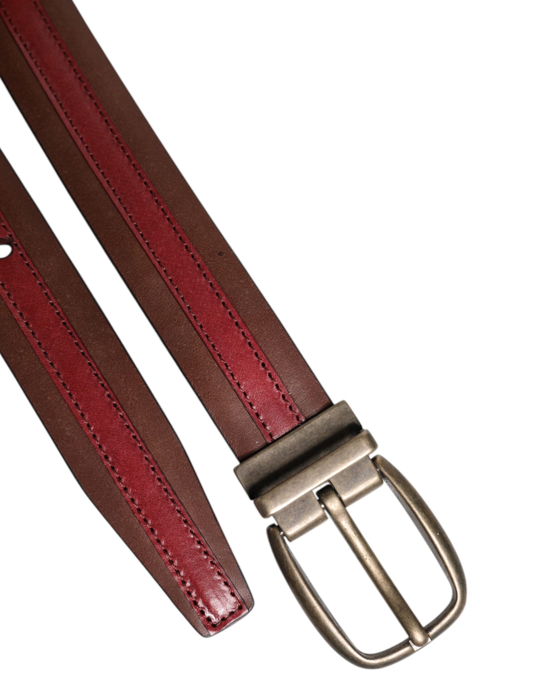 Dolce & Gabbana Burgundy Leather Metal Logo Buckle Belt | Regal Royce