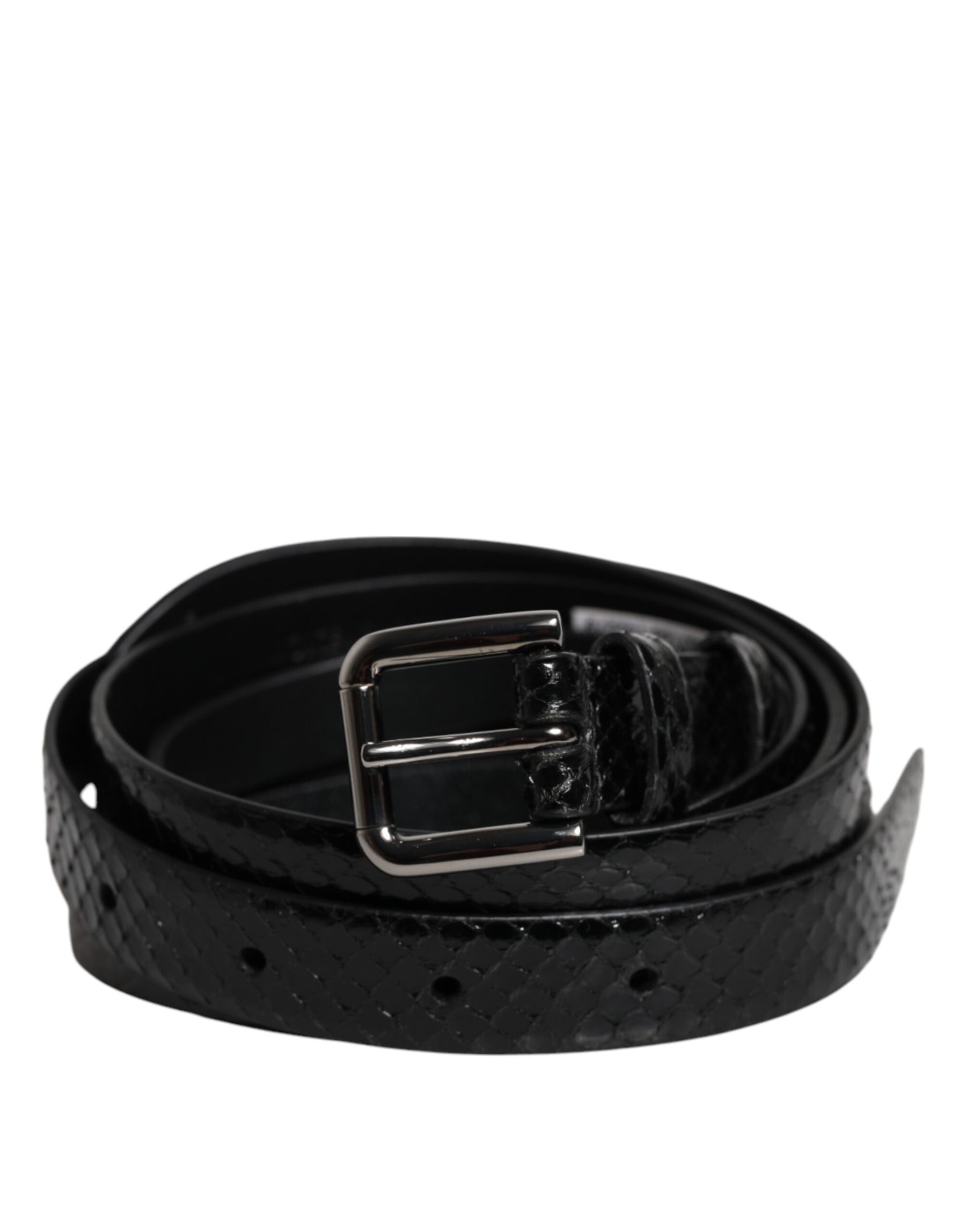 Dolce & Gabbana Black Leather Classic Metal Logo Buckle Belt | Regal Royce