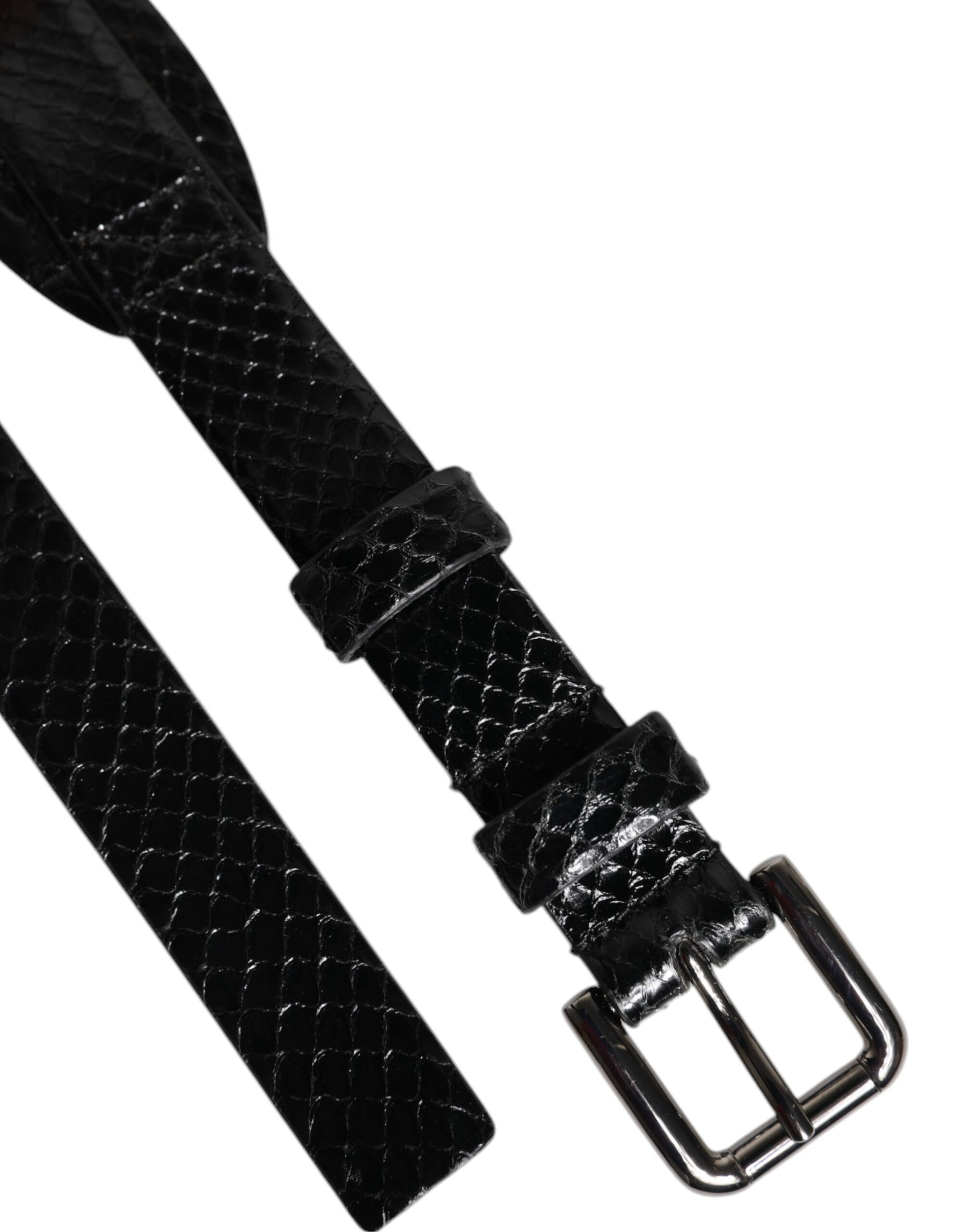 Dolce & Gabbana Black Leather Classic Metal Logo Buckle Belt | Regal Royce