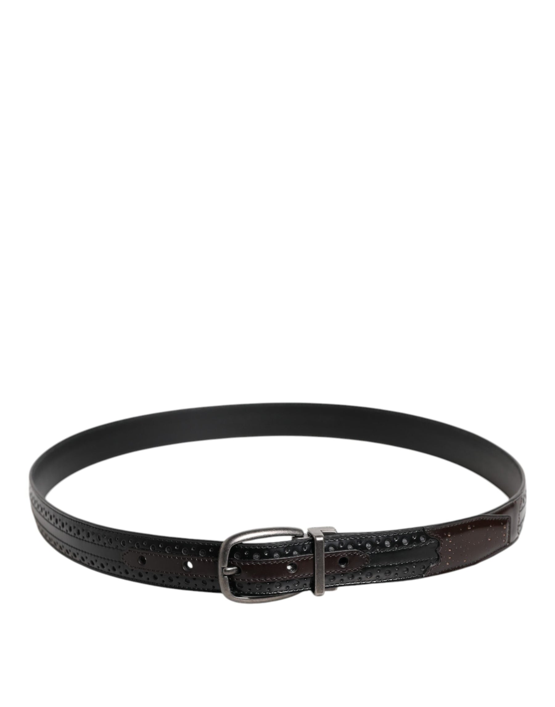 Dolce & Gabbana Black Brown Leather Classic Metal Buckle Belt | Regal Royce