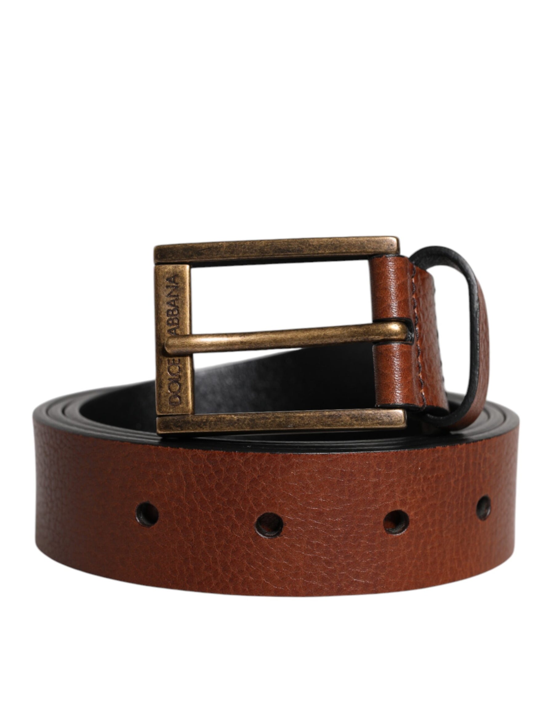 Dolce & Gabbana Brown Calf Leather Classic Metal Buckle Belt | Regal Royce