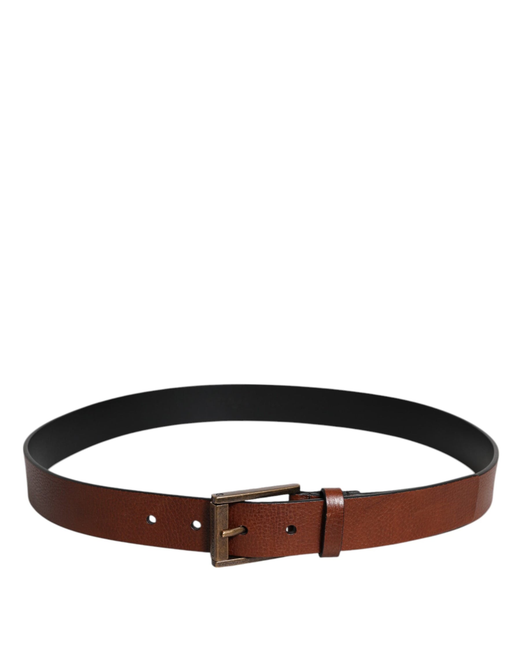 Dolce & Gabbana Brown Calf Leather Classic Metal Buckle Belt | Regal Royce