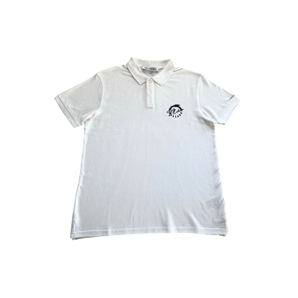 Trussardi Beachwear White Cotton Polo Shirt