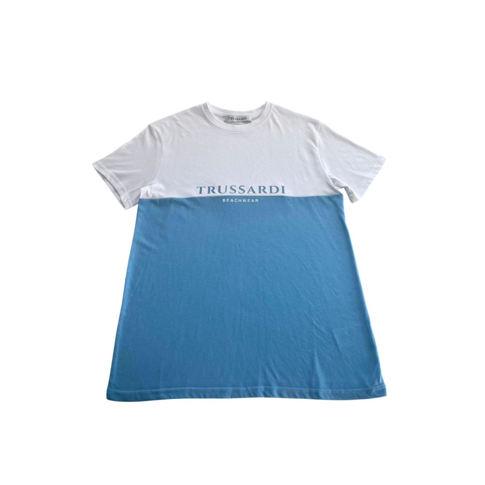 Trussardi Beachwear Light Blue Cotton Men T-Shirt | Regal Royce
