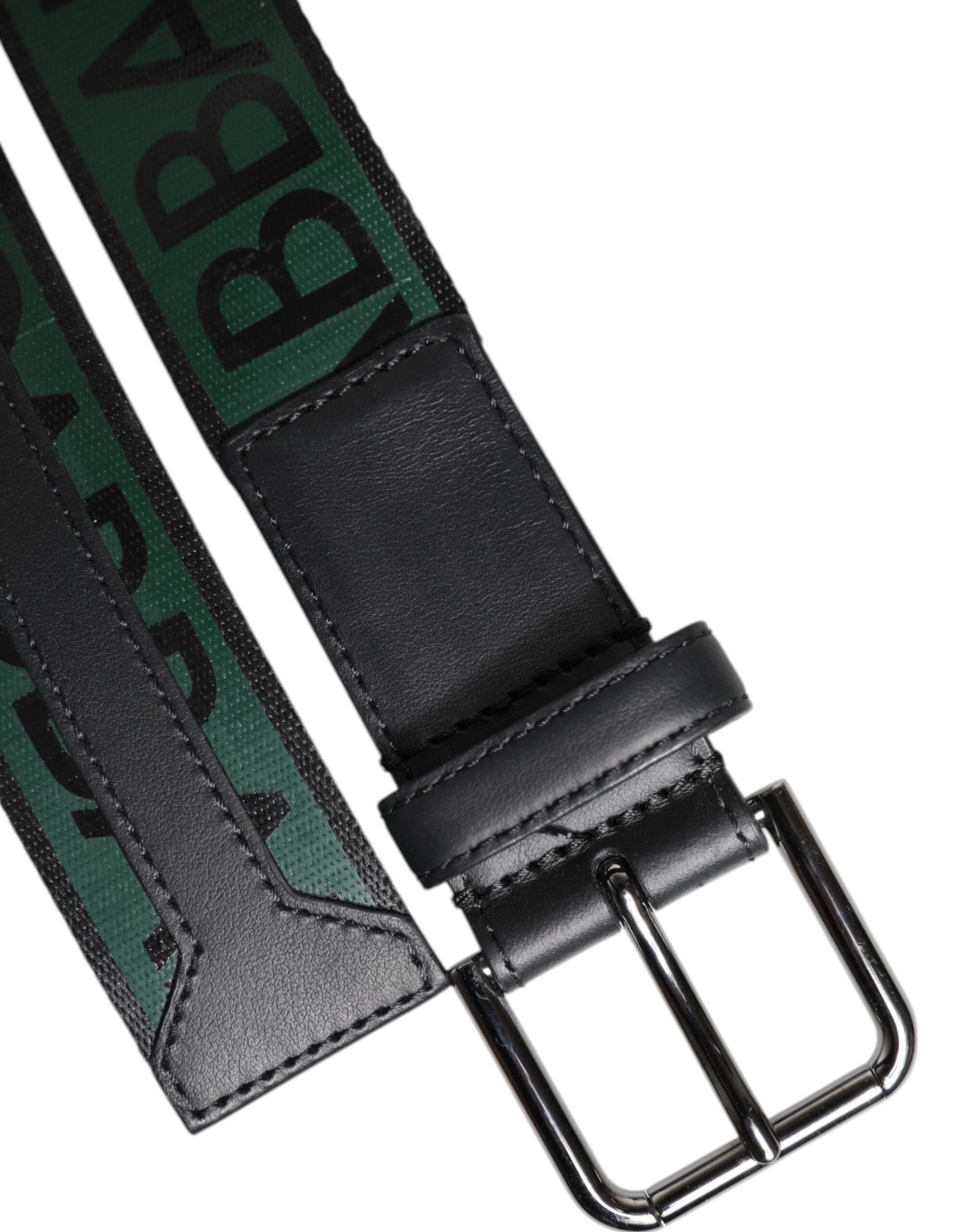 Dolce & Gabbana Green Black Classic Metal Logo Buckle Belt | Regal Royce