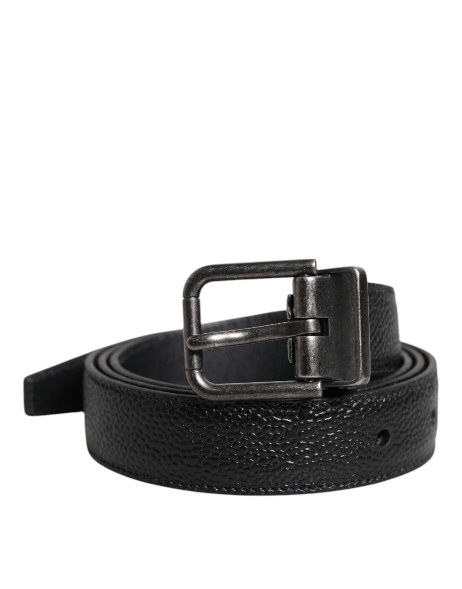 Dolce & Gabbana Black Calf Leather Classic Metal Buckle Belt | Regal Royce
