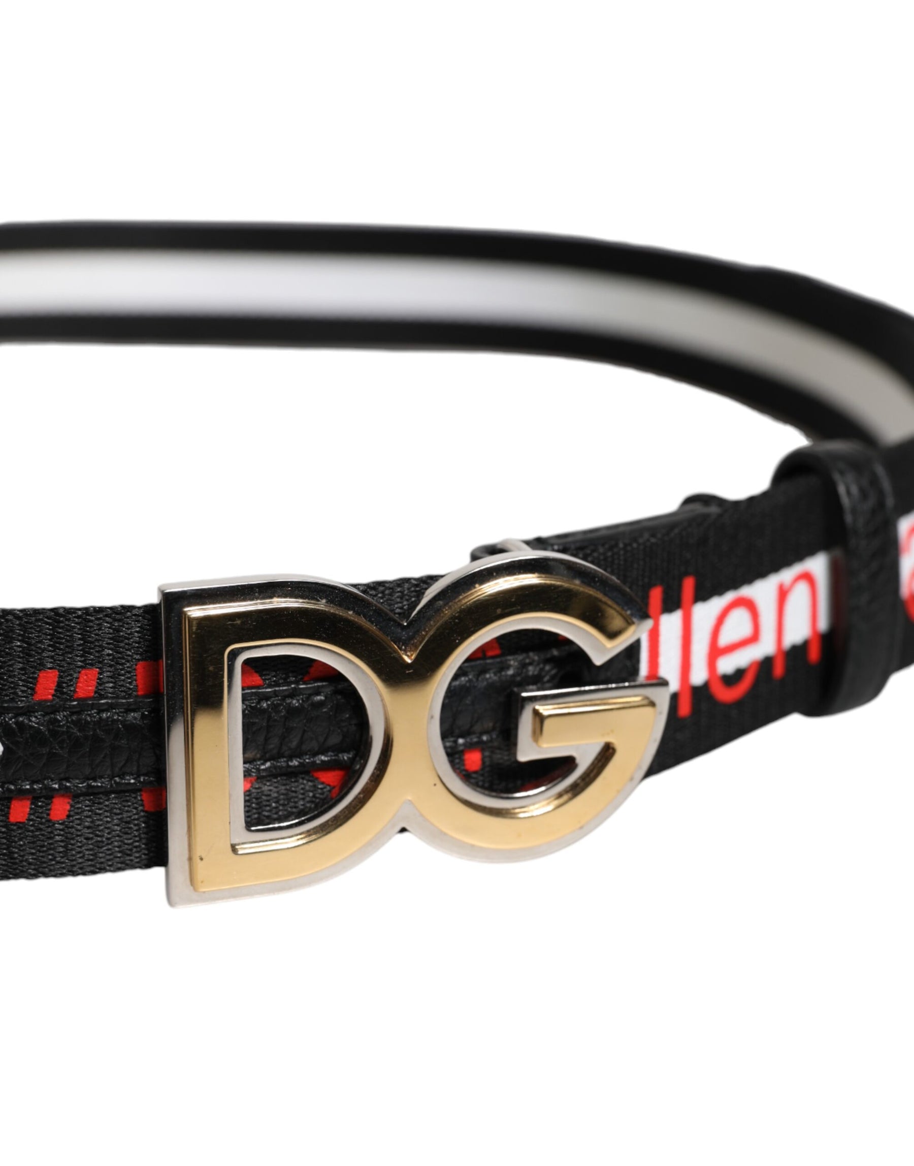 Dolce & Gabbana Black White Printed Metal Logo Buckle Belt | Regal Royce