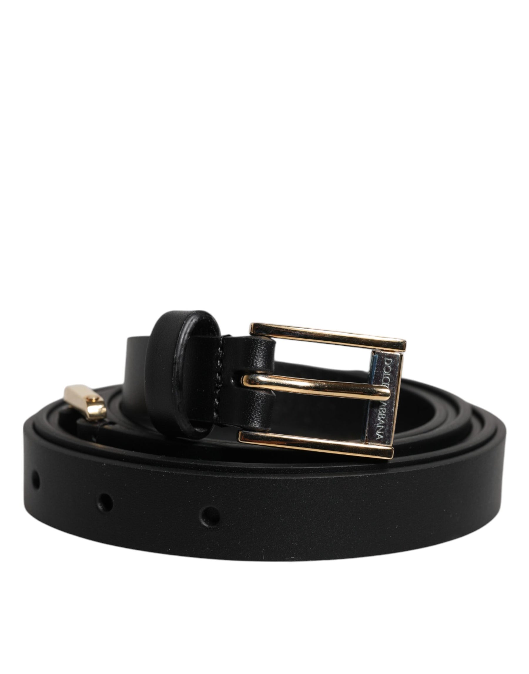 Dolce & Gabbana Black Calfskin Classic Metal Logo Buckle Belt | Regal Royce