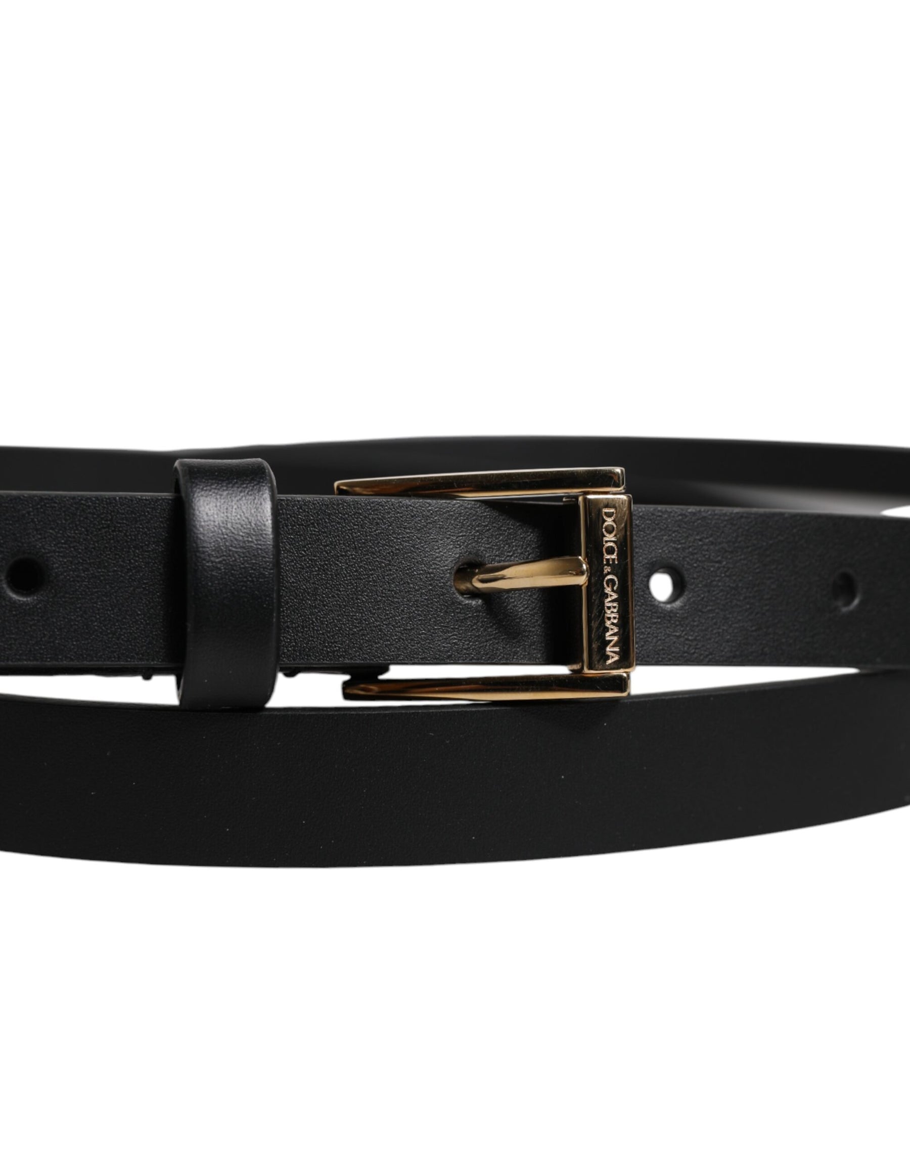 Dolce & Gabbana Black Calfskin Classic Metal Logo Buckle Belt | Regal Royce
