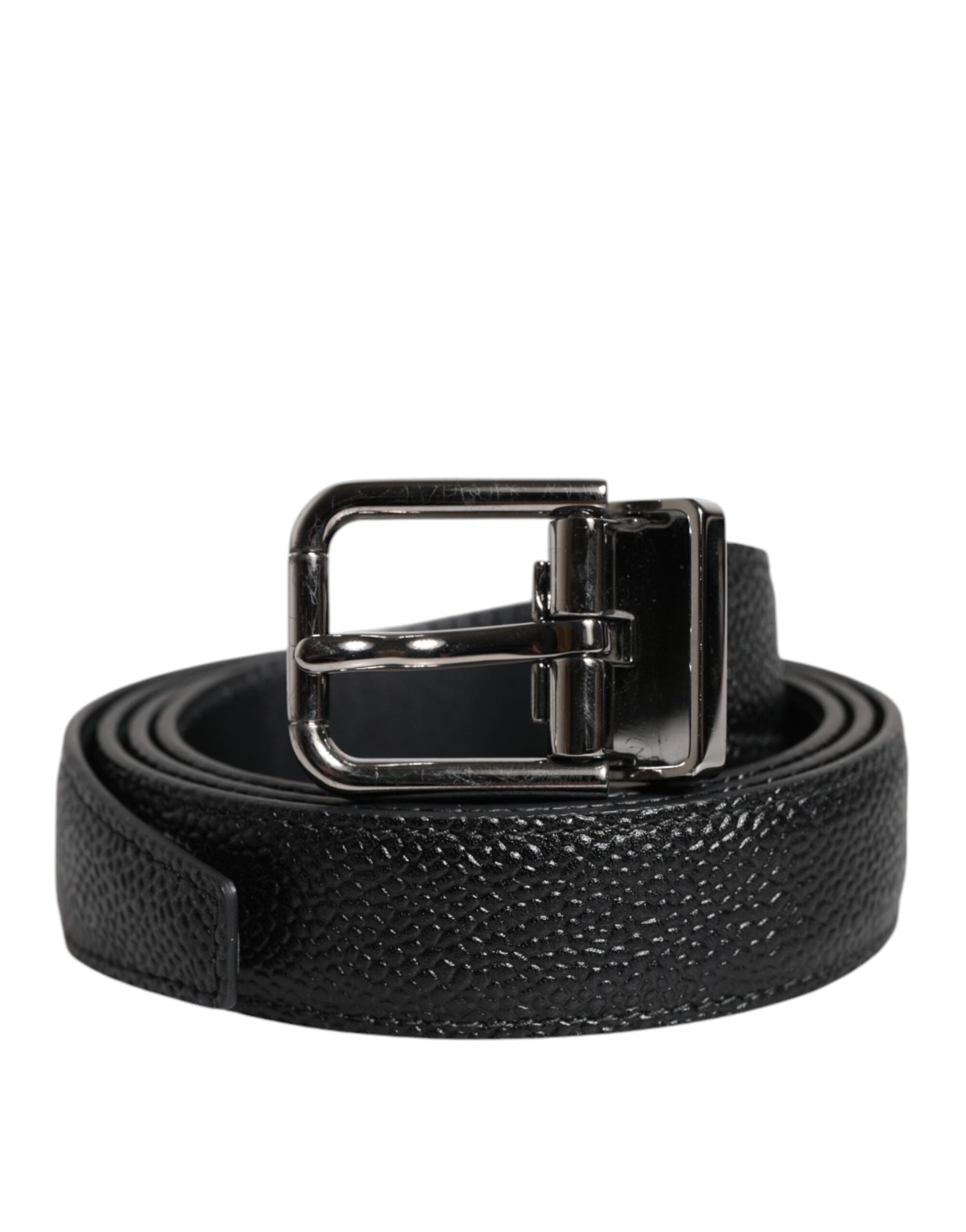 Dolce & Gabbana Black Calf Leather Classic Metal Buckle Belt | Regal Royce