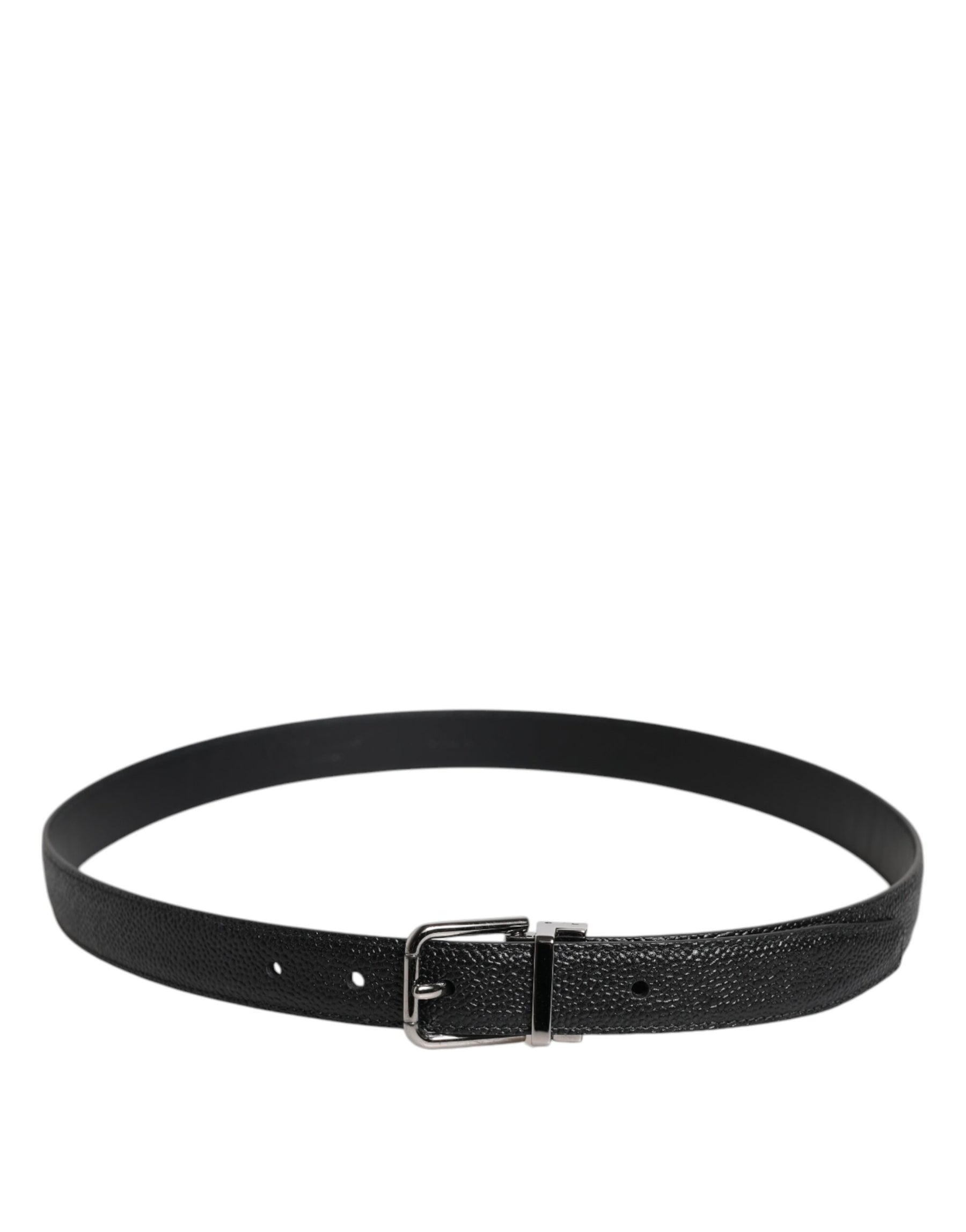 Dolce & Gabbana Black Calf Leather Classic Metal Buckle Belt | Regal Royce