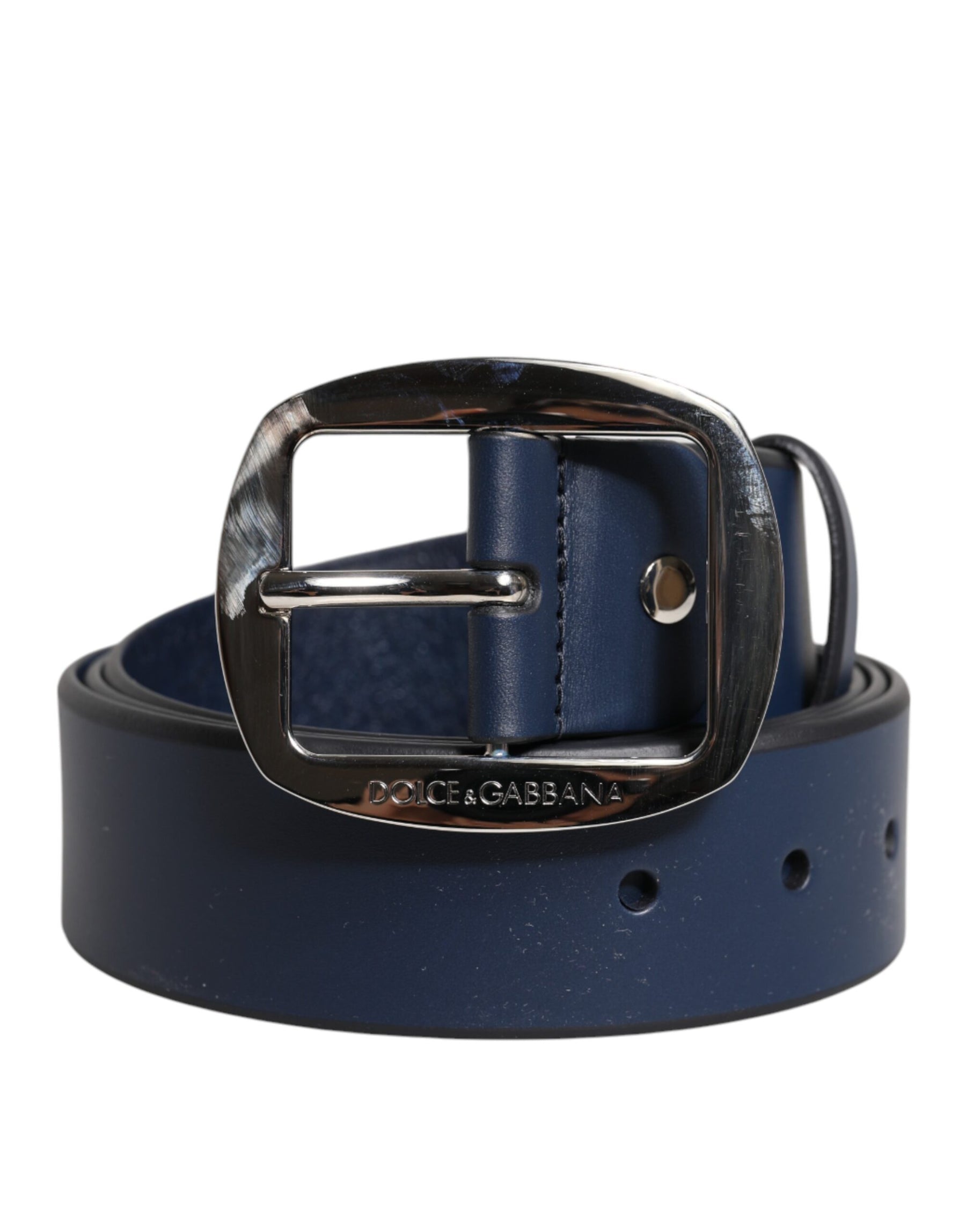 Dolce & Gabbana Blue Calf Leather Classic Metal Buckle Belt | Regal Royce