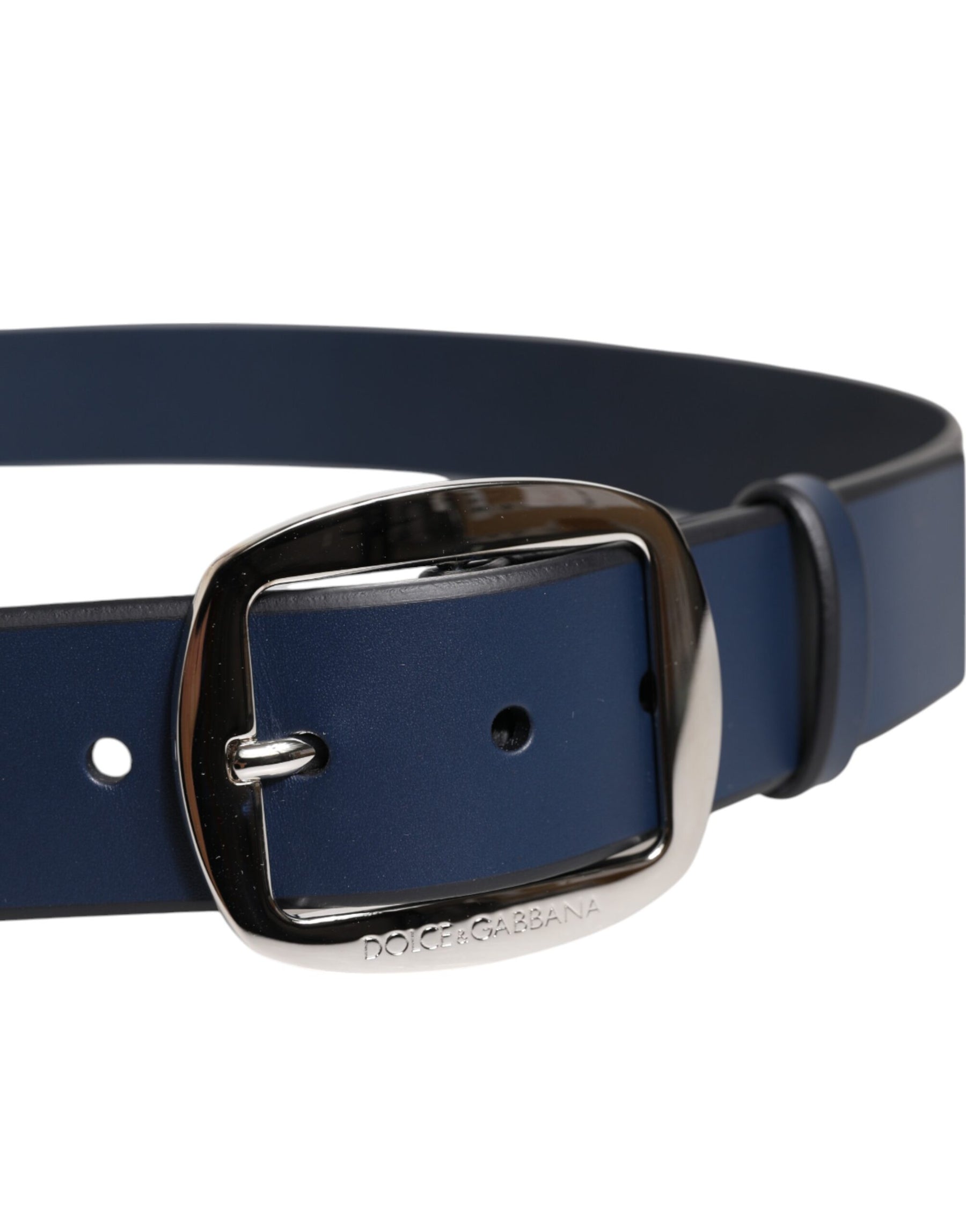 Dolce & Gabbana Blue Calf Leather Classic Metal Buckle Belt | Regal Royce