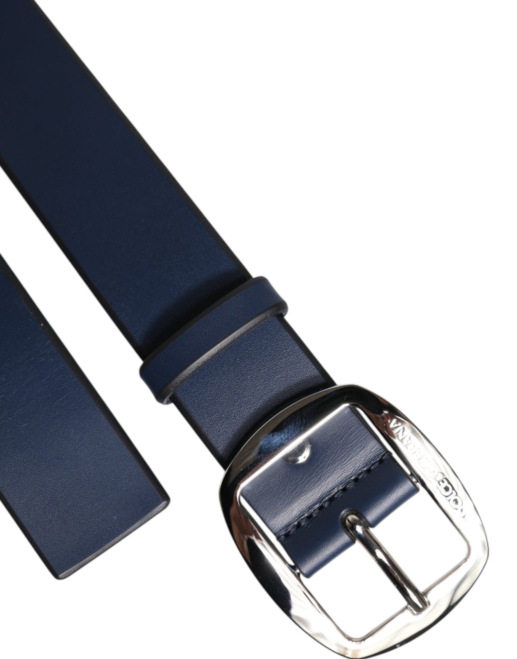 Dolce & Gabbana Blue Calf Leather Classic Metal Buckle Belt | Regal Royce