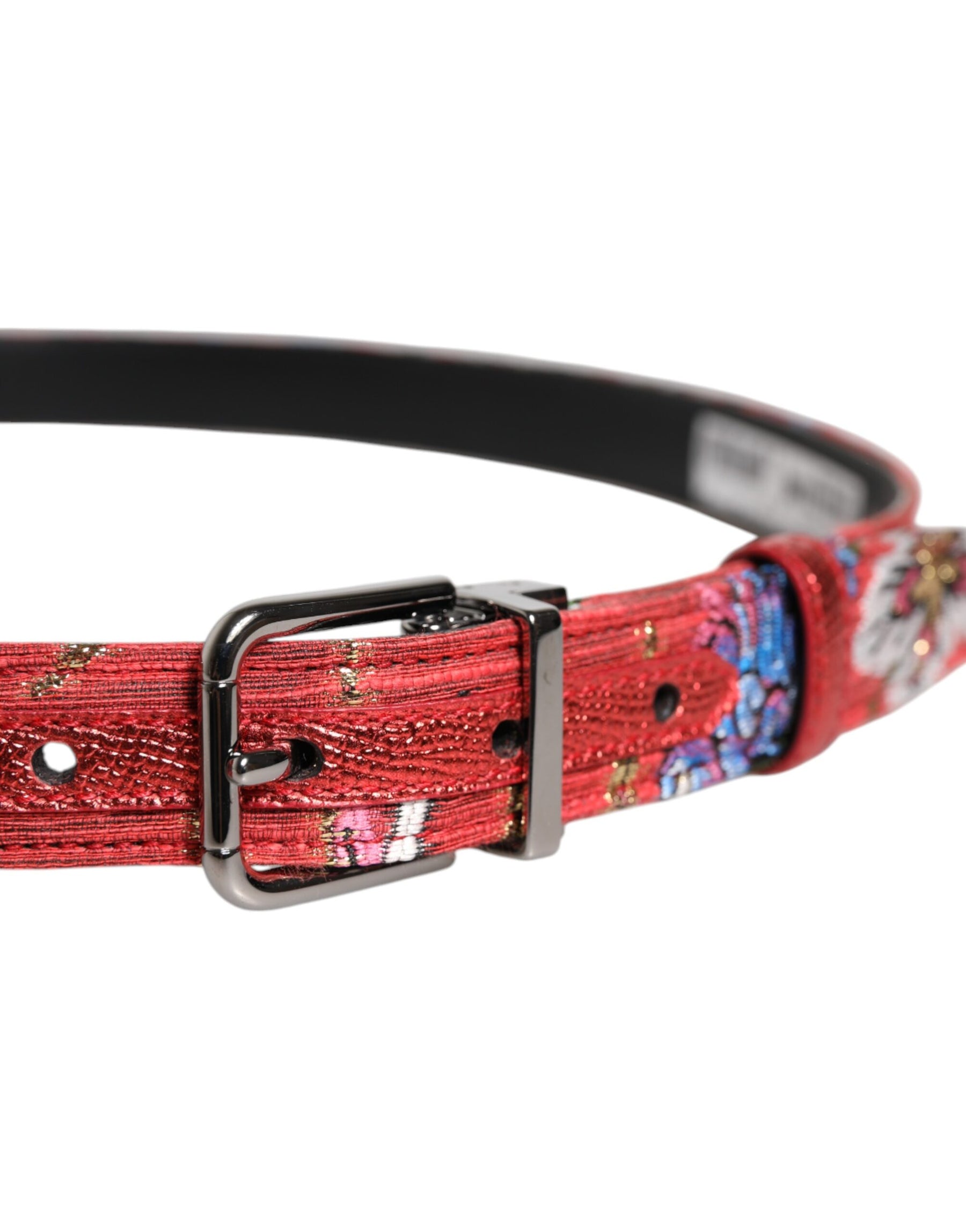 Dolce & Gabbana Red Floral DG Embellished Metal Buckle Belt | Regal Royce