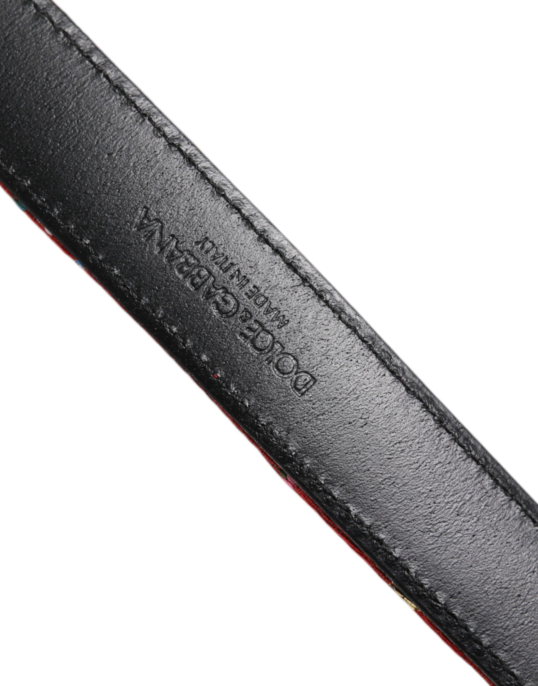 Dolce & Gabbana Red Floral DG Embellished Metal Buckle Belt | Regal Royce